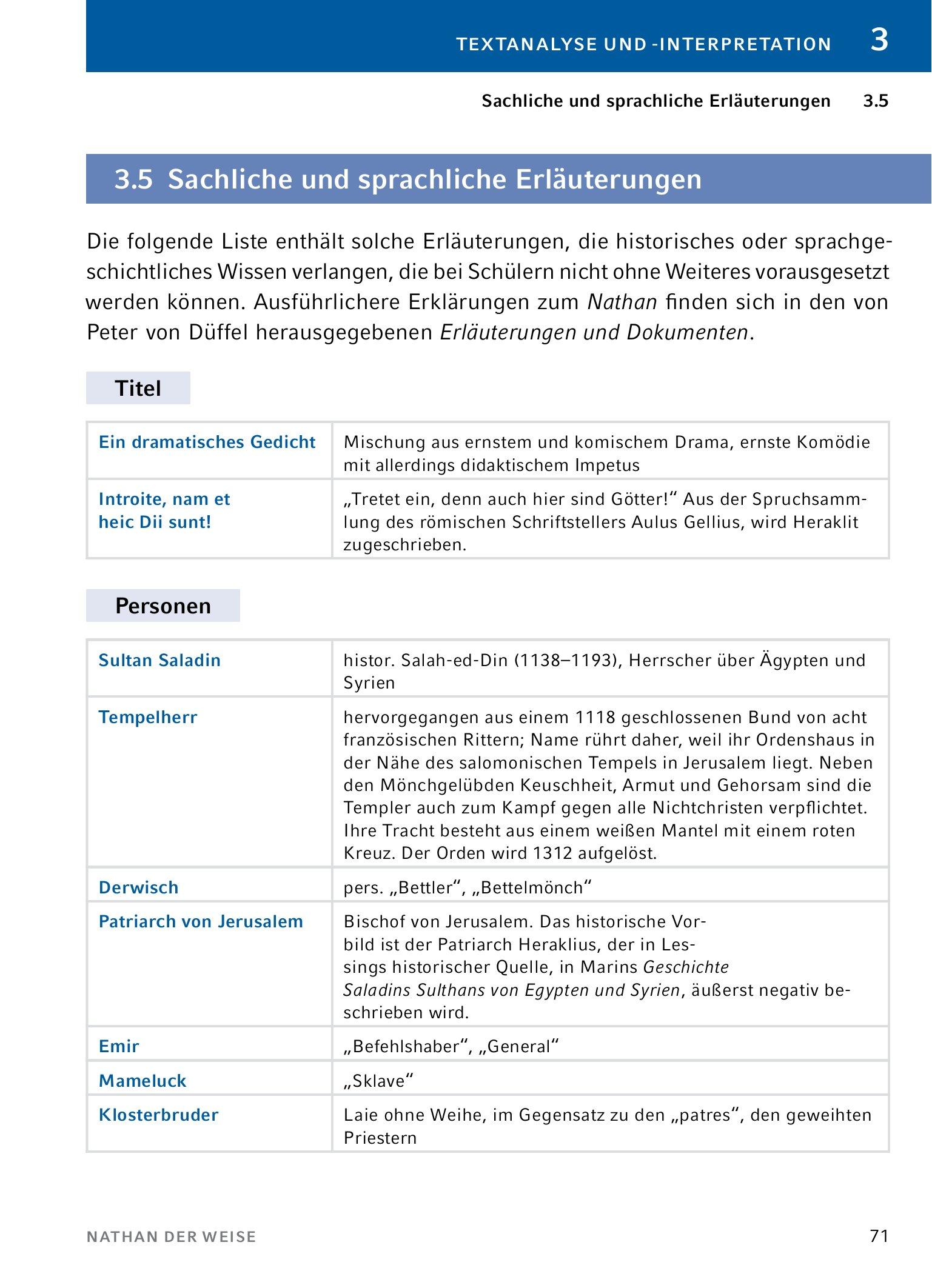 Beispielinhalt (Bild) Nathan der Weise - Textanalyse und Interpretation