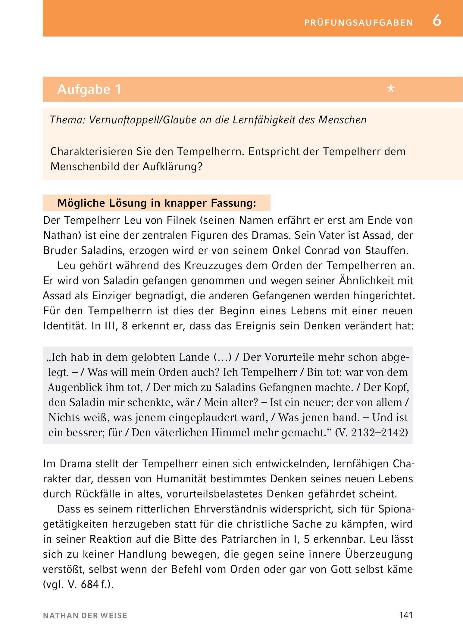 Beispielinhalt (Bild) Nathan der Weise - Textanalyse und Interpretation