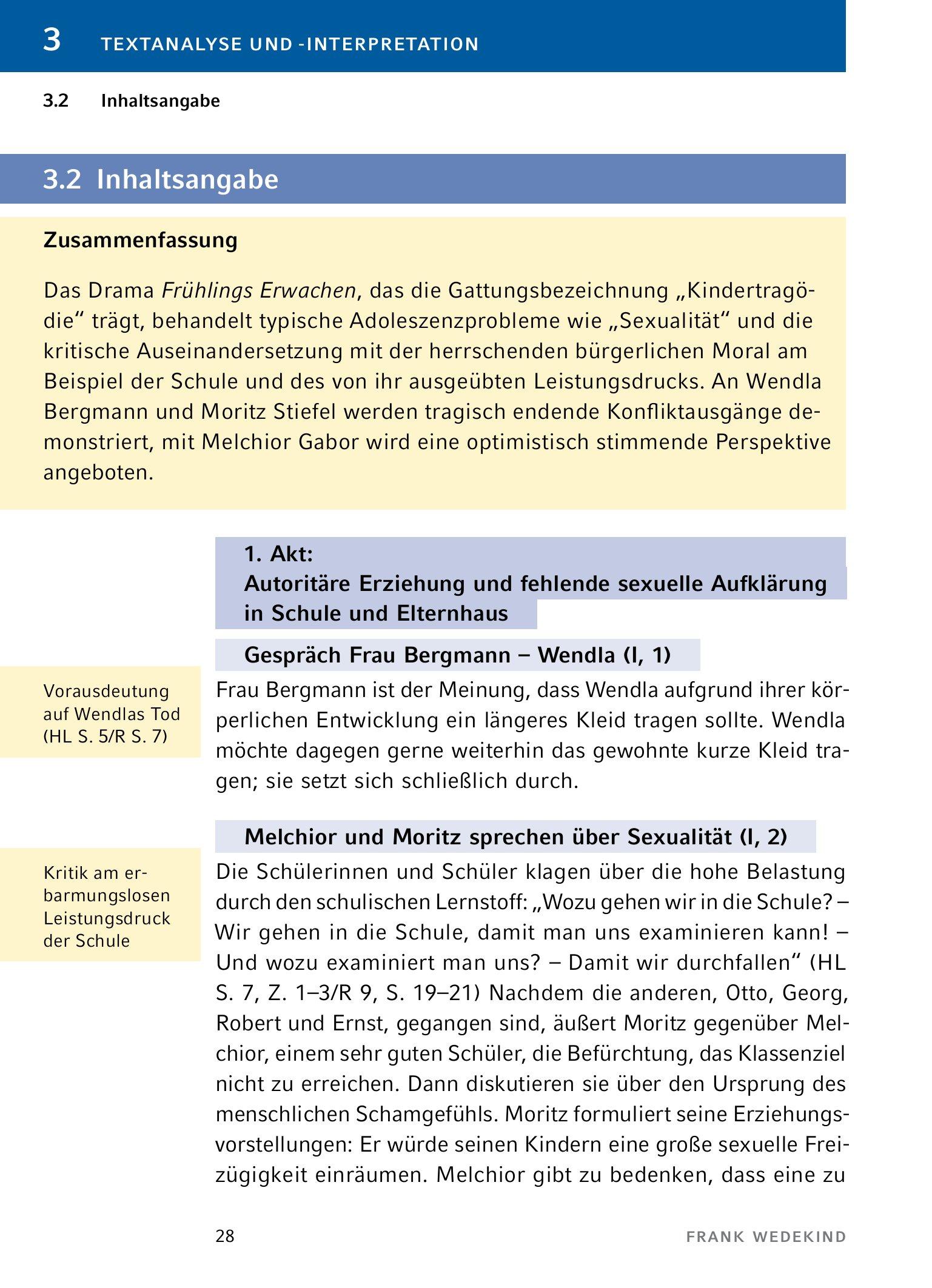 Beispielinhalt (Bild) Frühlings Erwachen - Textanalyse und Interpretation