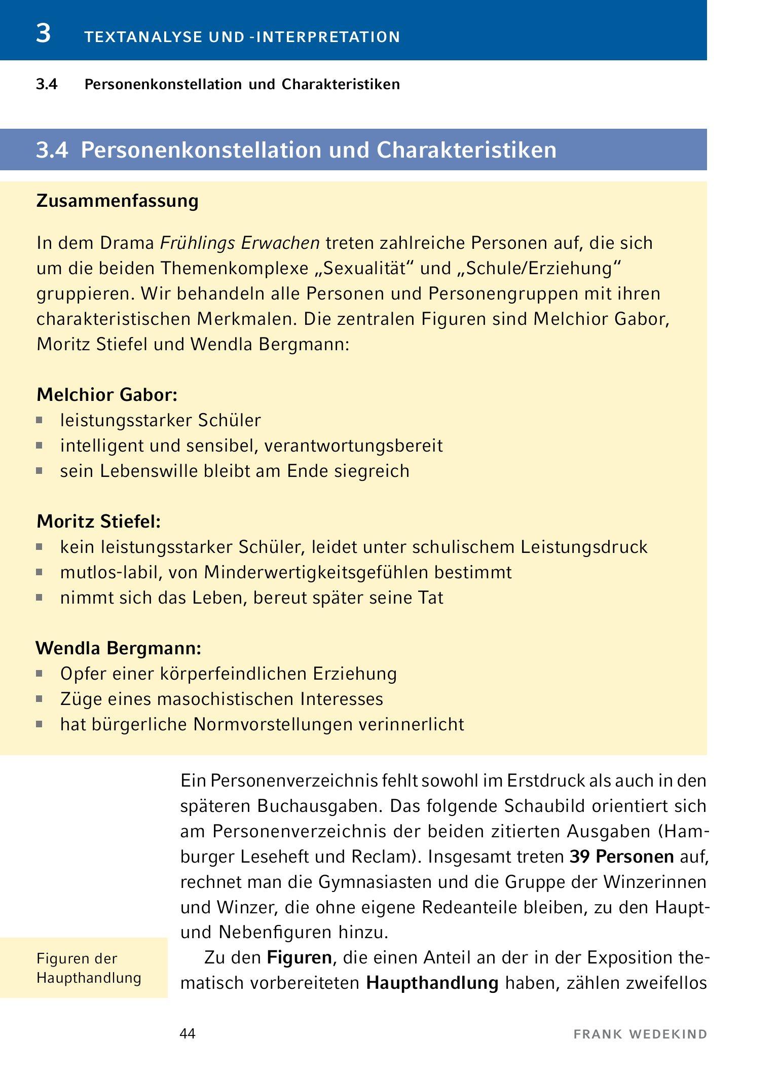 Beispielinhalt (Bild) Frühlings Erwachen - Textanalyse und Interpretation