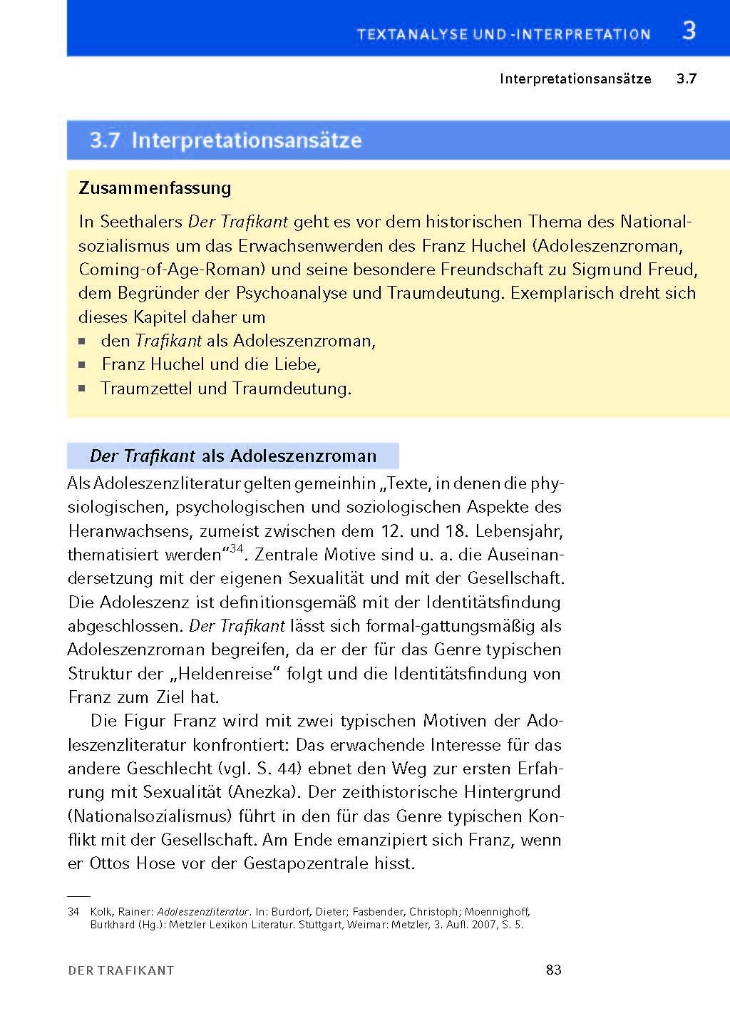 Beispielinhalt (Bild) Der Trafikant - Textanalyse und Interpretation