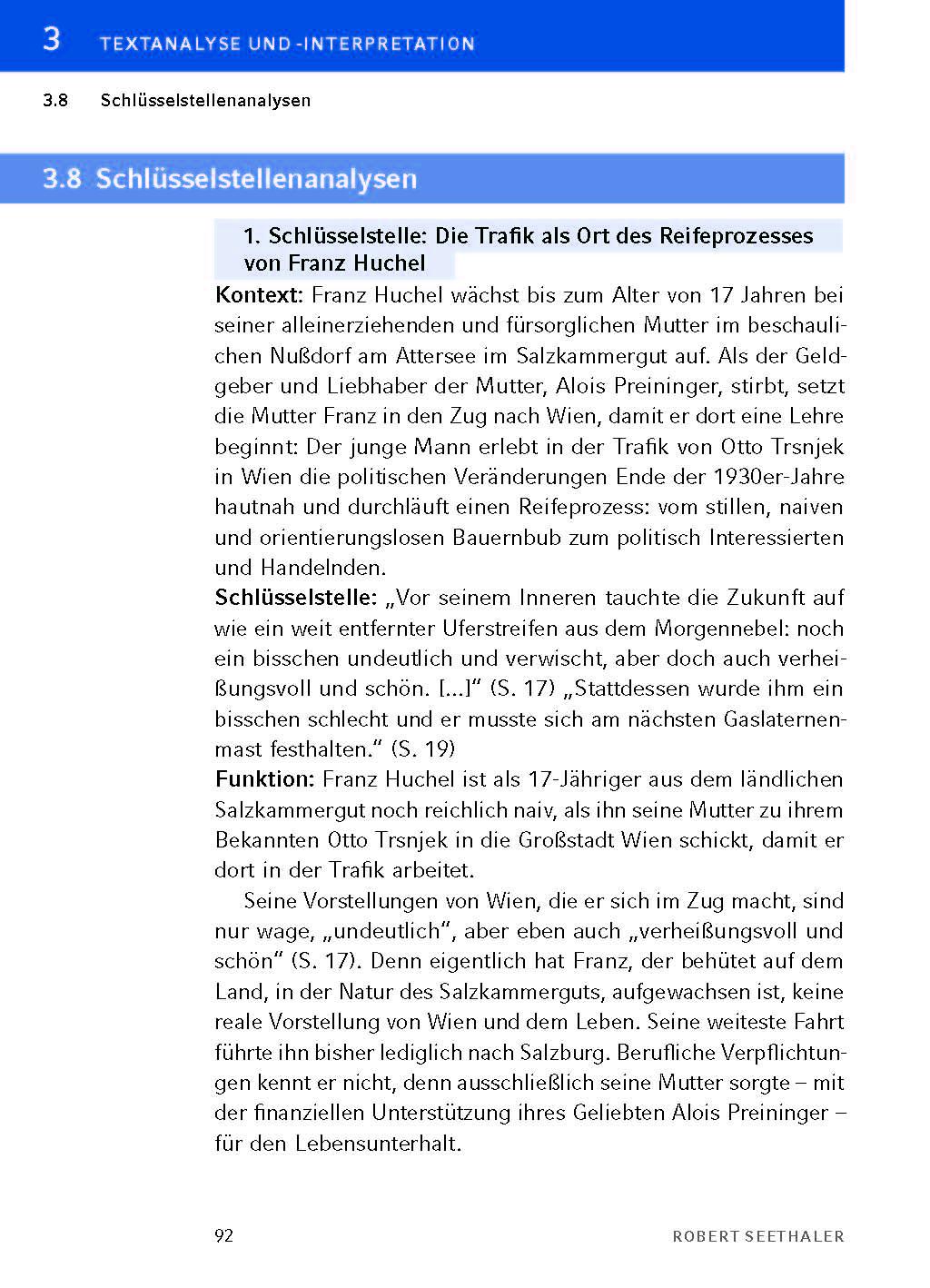 Beispielinhalt (Bild) Der Trafikant - Textanalyse und Interpretation