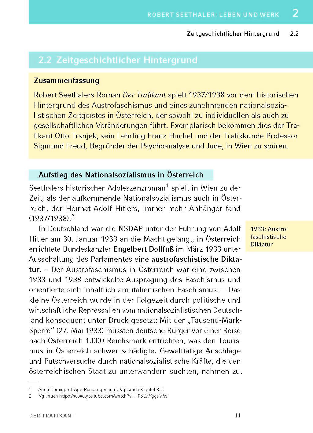 Beispielinhalt (Bild) Der Trafikant - Textanalyse und Interpretation