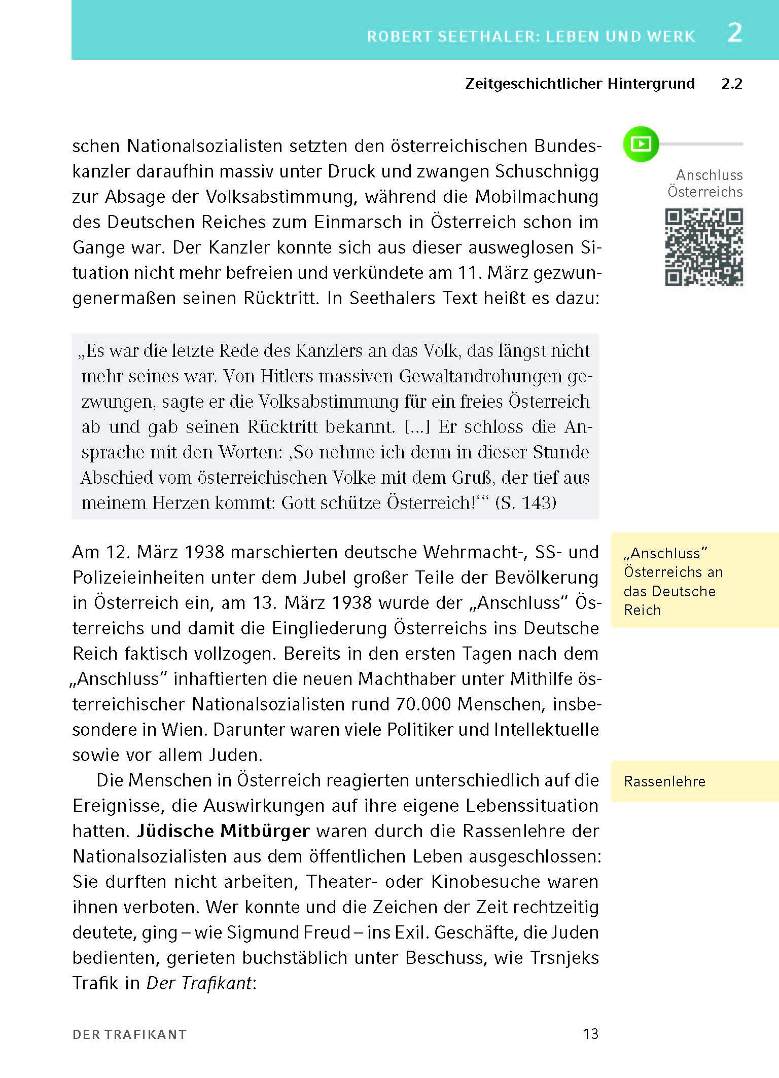 Beispielinhalt (Bild) Der Trafikant - Textanalyse und Interpretation