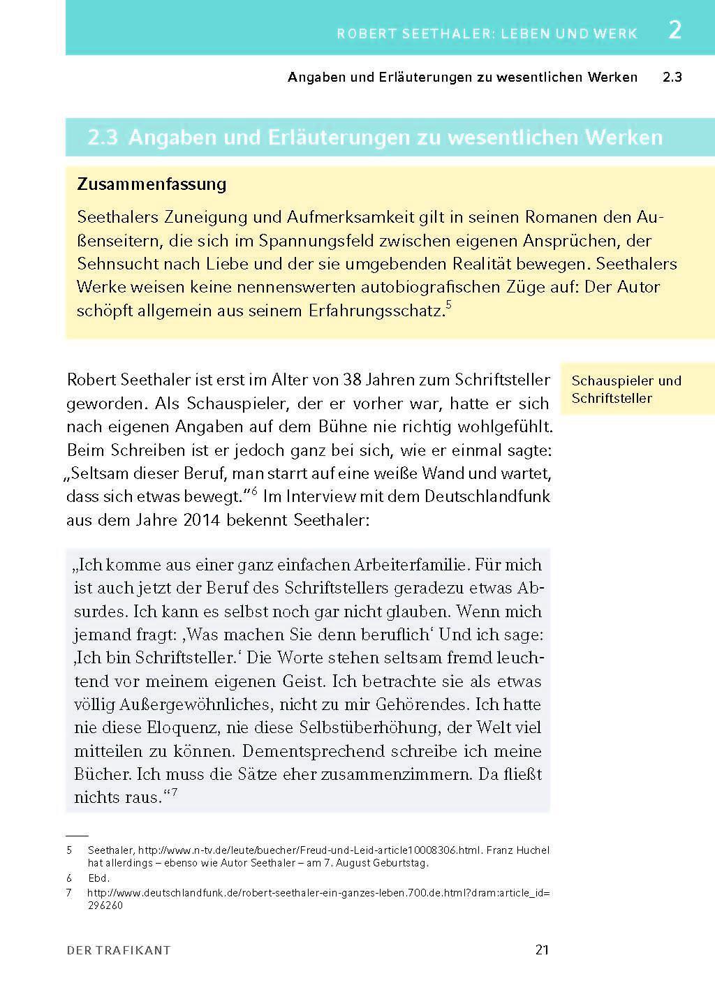 Beispielinhalt (Bild) Der Trafikant - Textanalyse und Interpretation