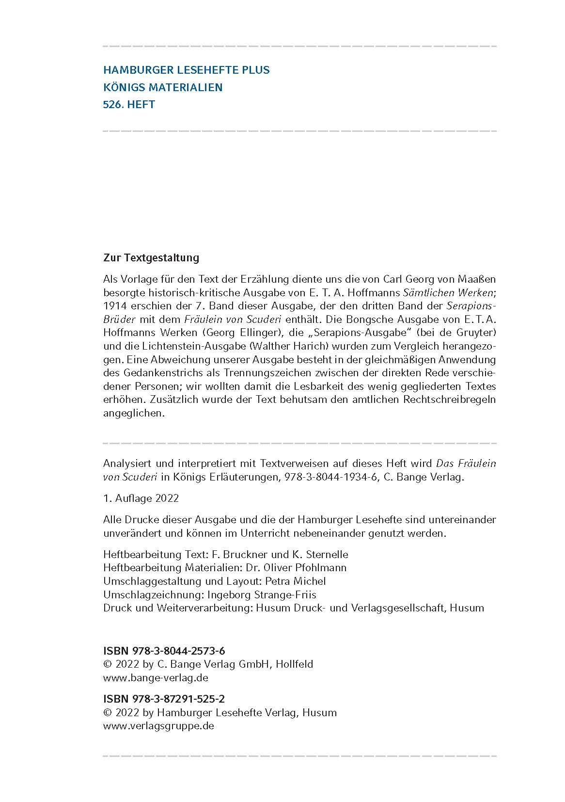 Beispielinhalt (Bild) Das Fräulein von Scuderi (Textausgabe)