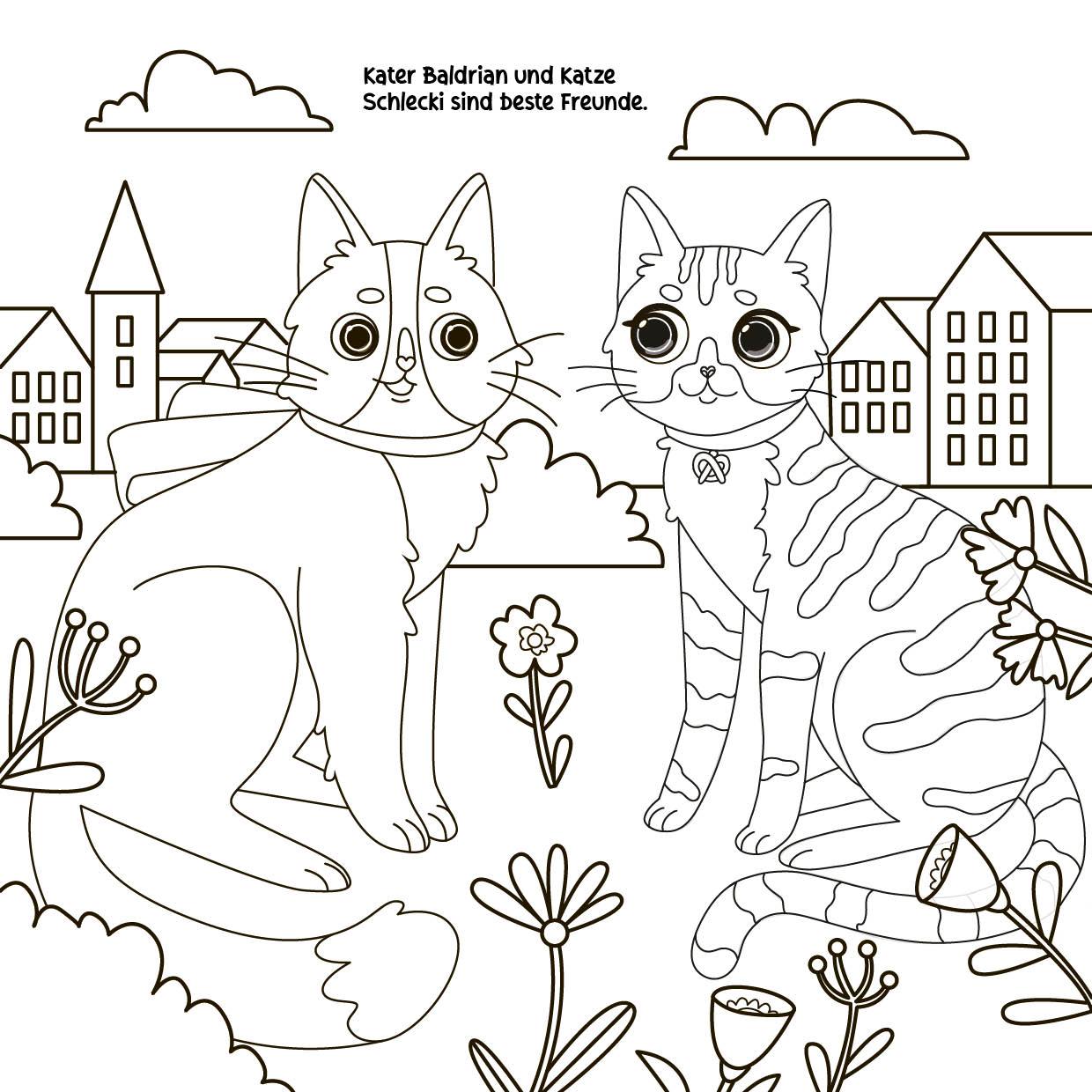 Beispielinhalt (Bild) Stickerheft Katze Schlecki