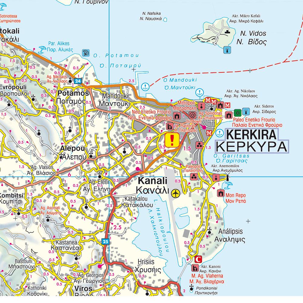 Beispielinhalt (Bild) Korfu 1 : 50 000. Auto- und Freizeitkarte