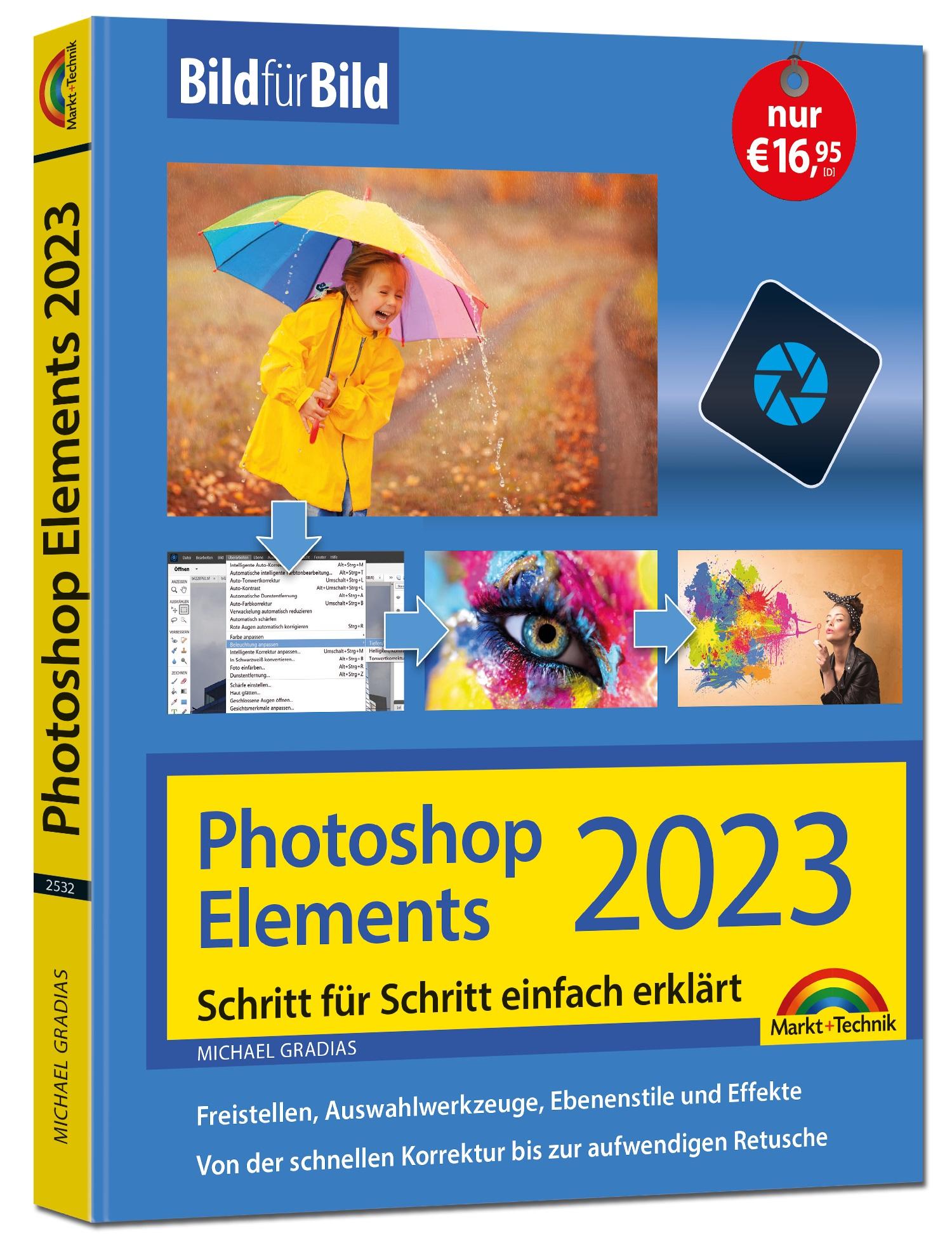 Vorderes Coverbild Photoshop Elements 2023 Bild für Bild erklärt