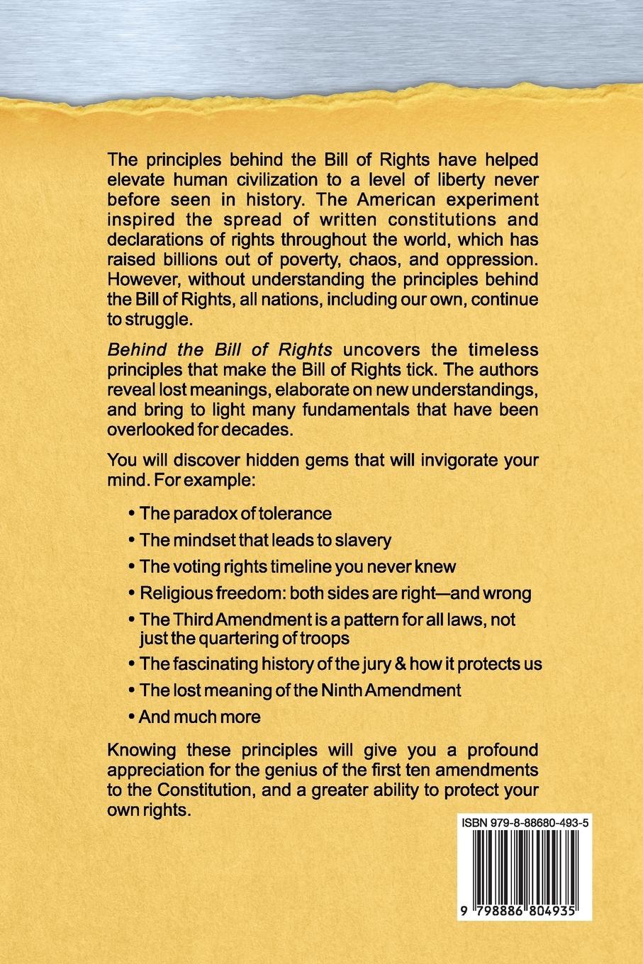 Rückseitencover Behind the Bill of Rights: Timeless Principles that Make it Tick