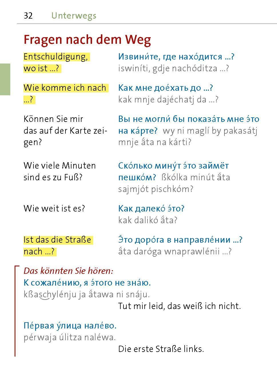 Beispielinhalt (Bild) Langenscheidt Universal-Sprachführer Russisch