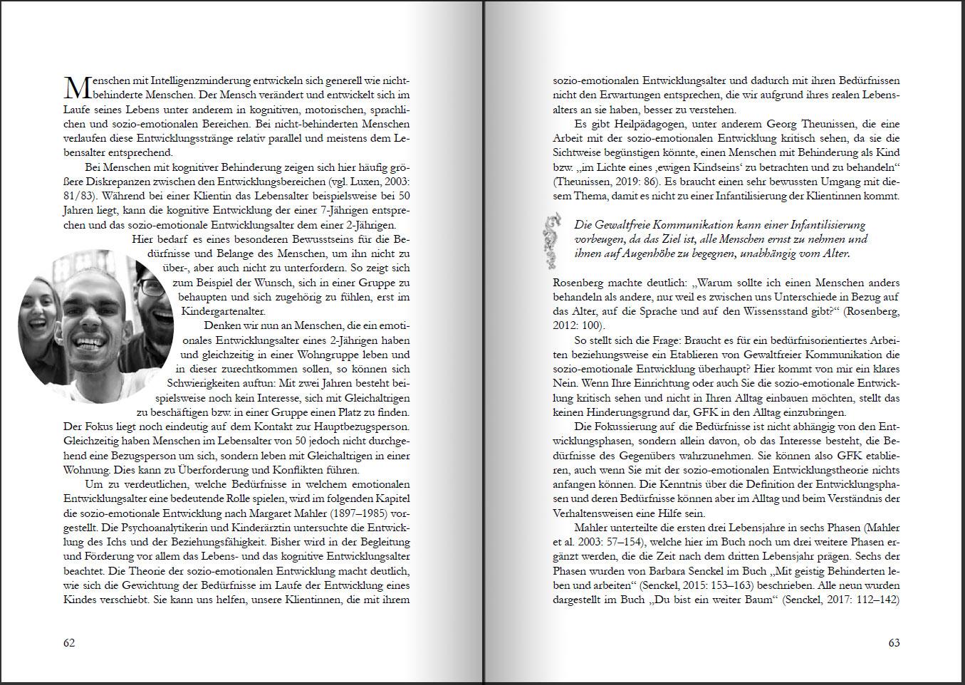 Beispielinhalt (Bild) Gewaltfreie Kommunikation bei Menschen mit Behinderung: GFK als Basis für bedürfnisorientierte Begleitung