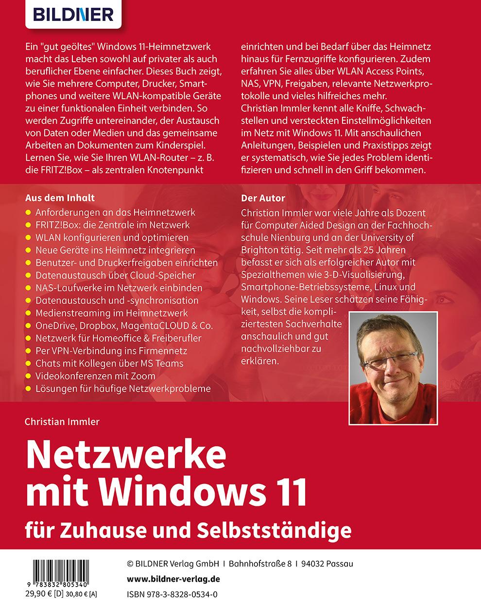 Rückseitencover Netzwerke mit Windows 11 - für Zuhause und Selbstständige