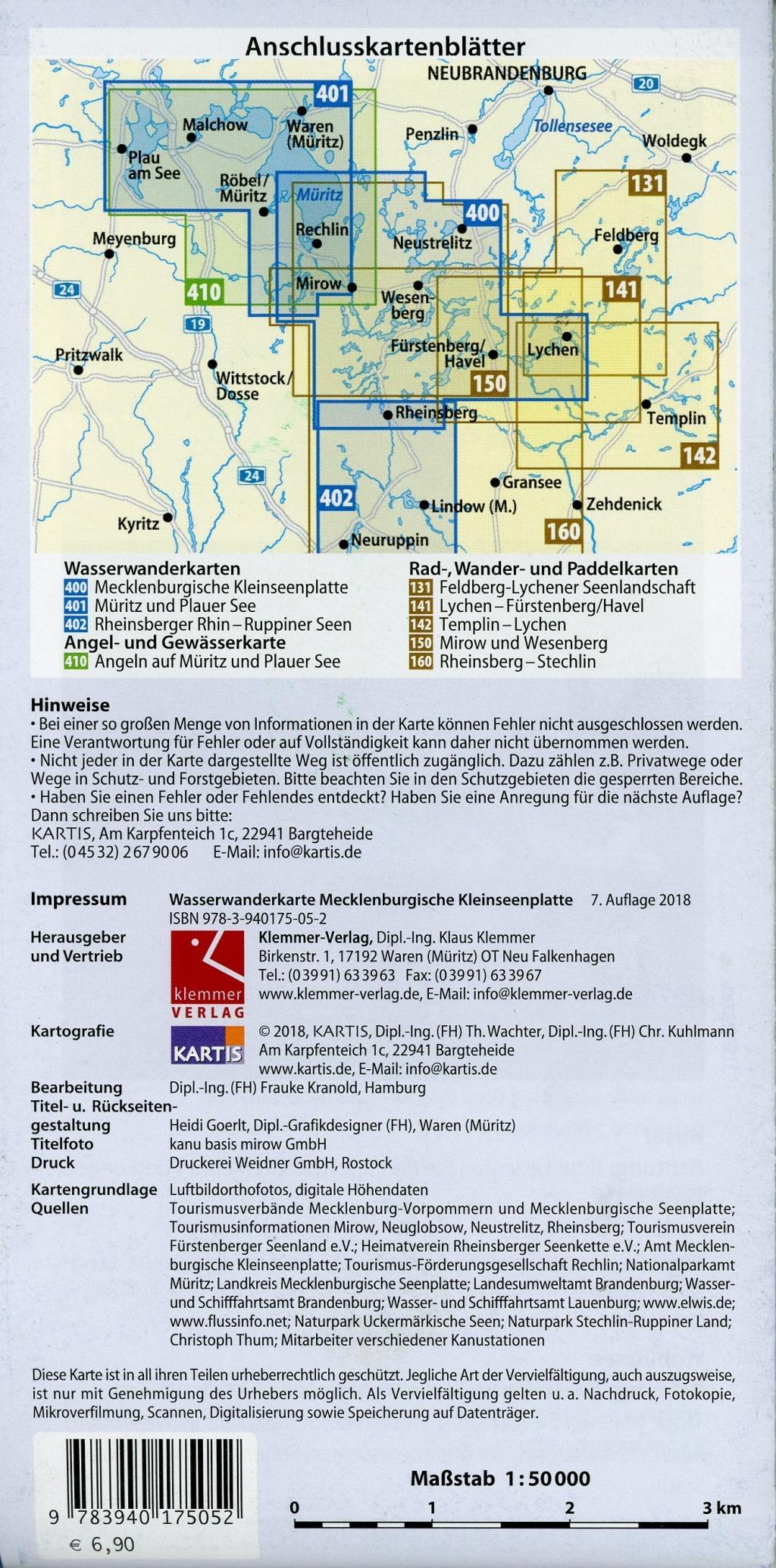 Beispielinhalt (Bild) Wasserwanderkarte Mecklenburgische Kleinseenplatte