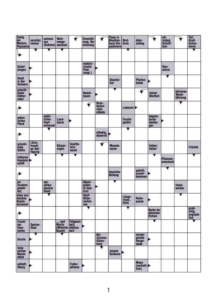Beispielinhalt (Bild) Kreuzworträtsel einfach clever. Nachhaltiger Kreuzworträtsel-Block