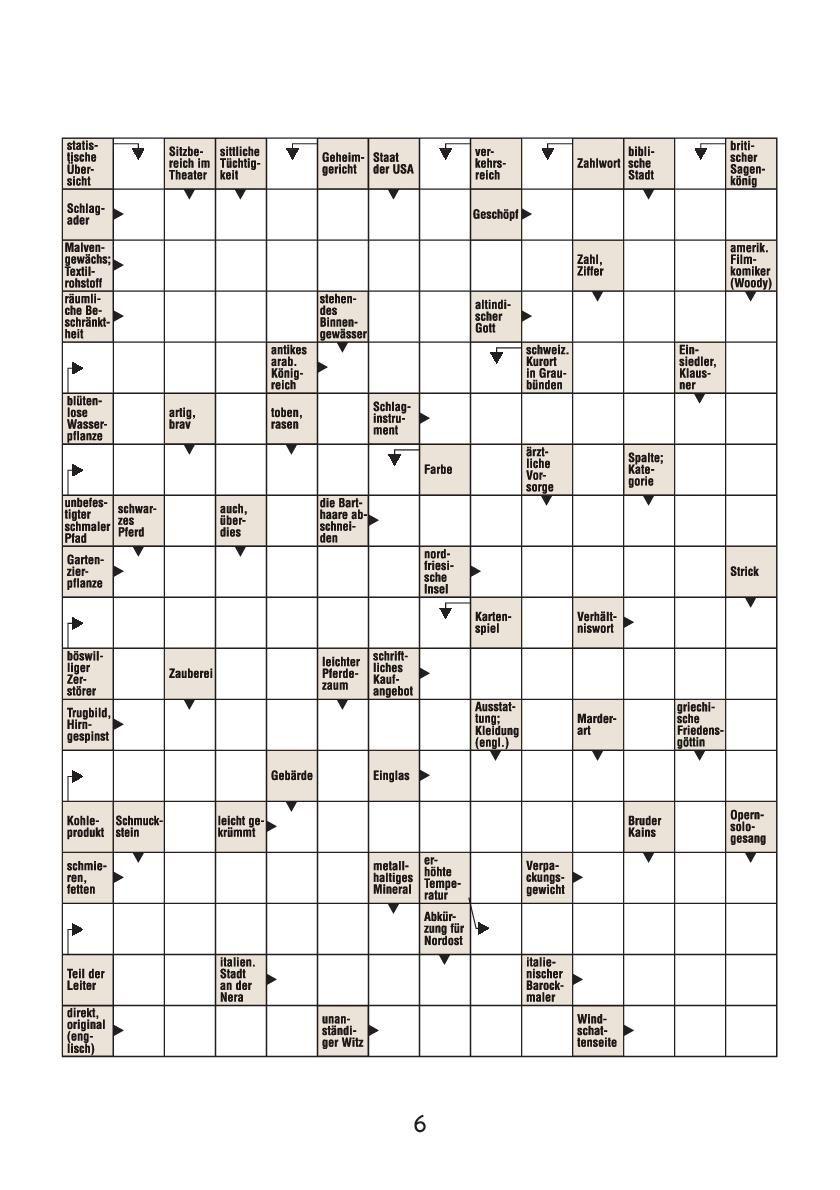 Beispielinhalt (Bild) Kreuzworträtsel einfach clever. Nachhaltiger Kreuzworträtsel-Block