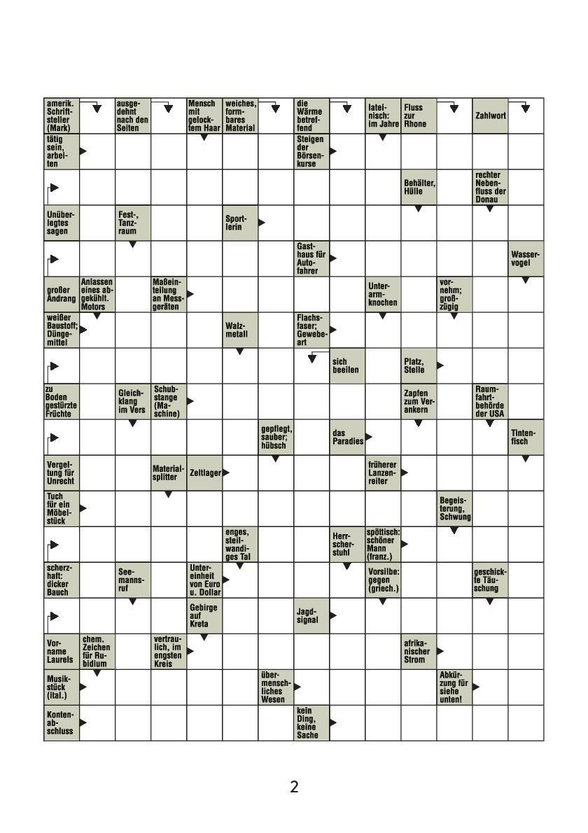 Beispielinhalt (Bild) Kreuzworträtsel einfach clever. Nachhaltiger Kreuzworträtsel-Block