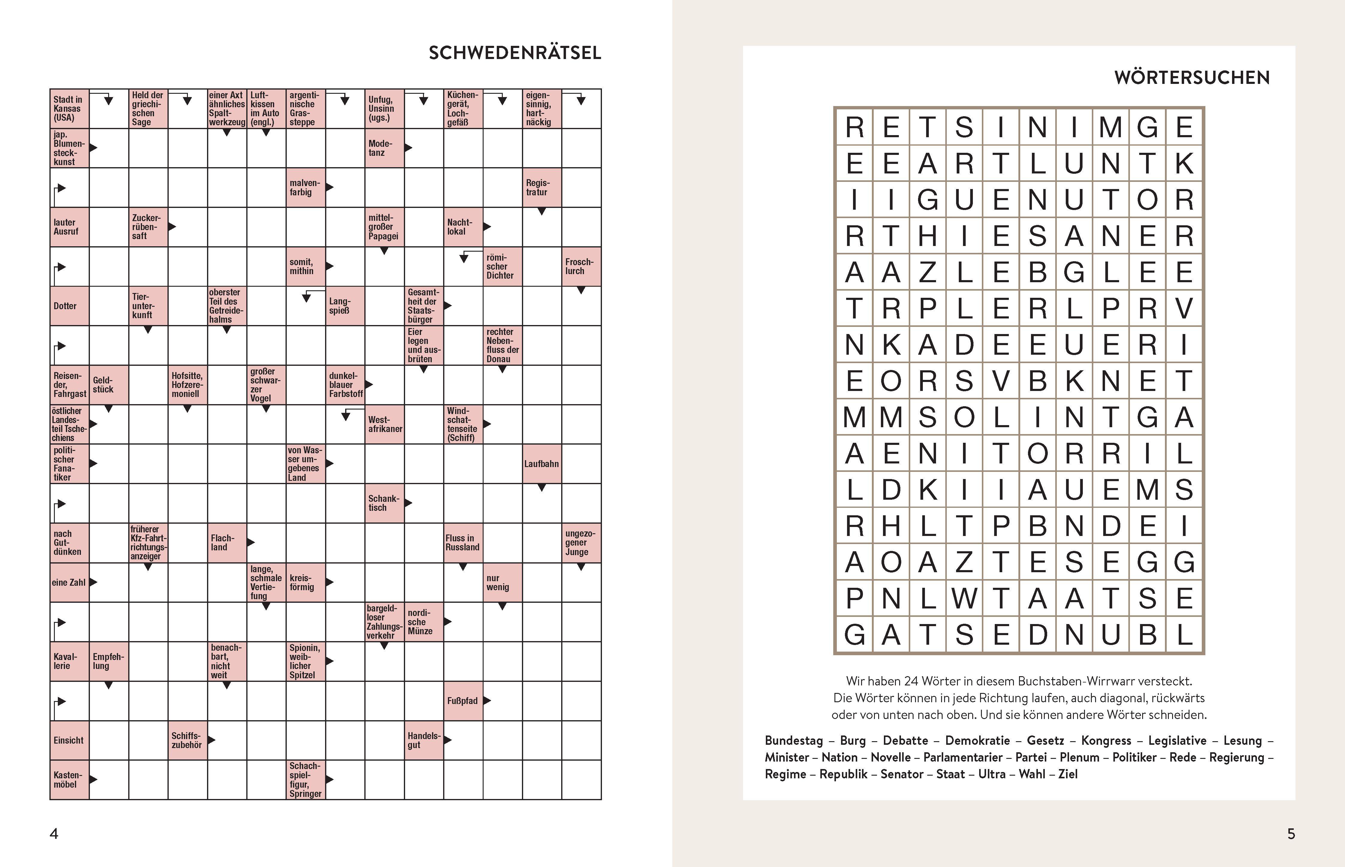 Beispielinhalt (Bild) Rätselbuch für clevere Köpfe. Bunter Rätselmix für Erwachsene
