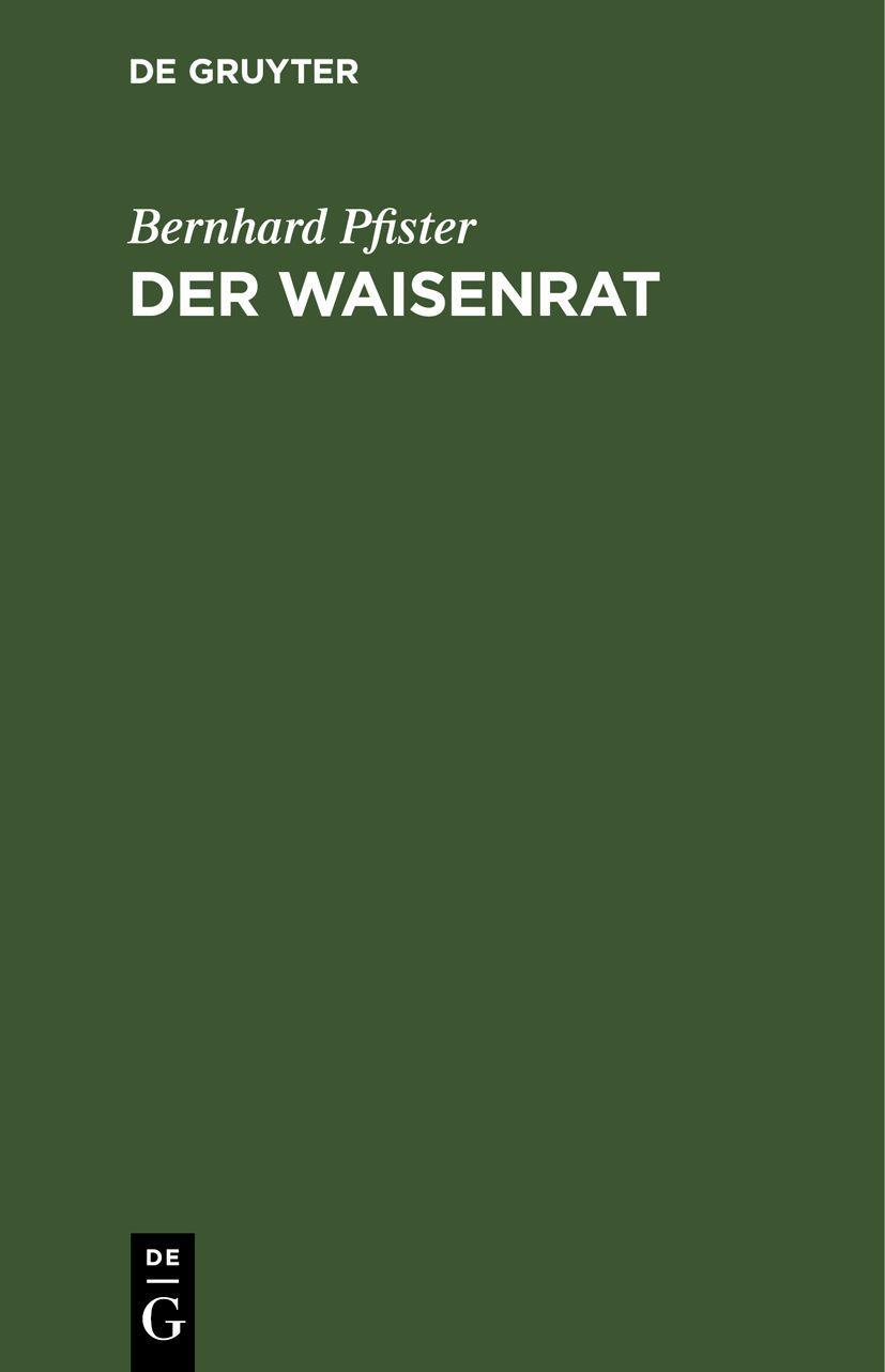 Vorderes Coverbild Der Waisenrat