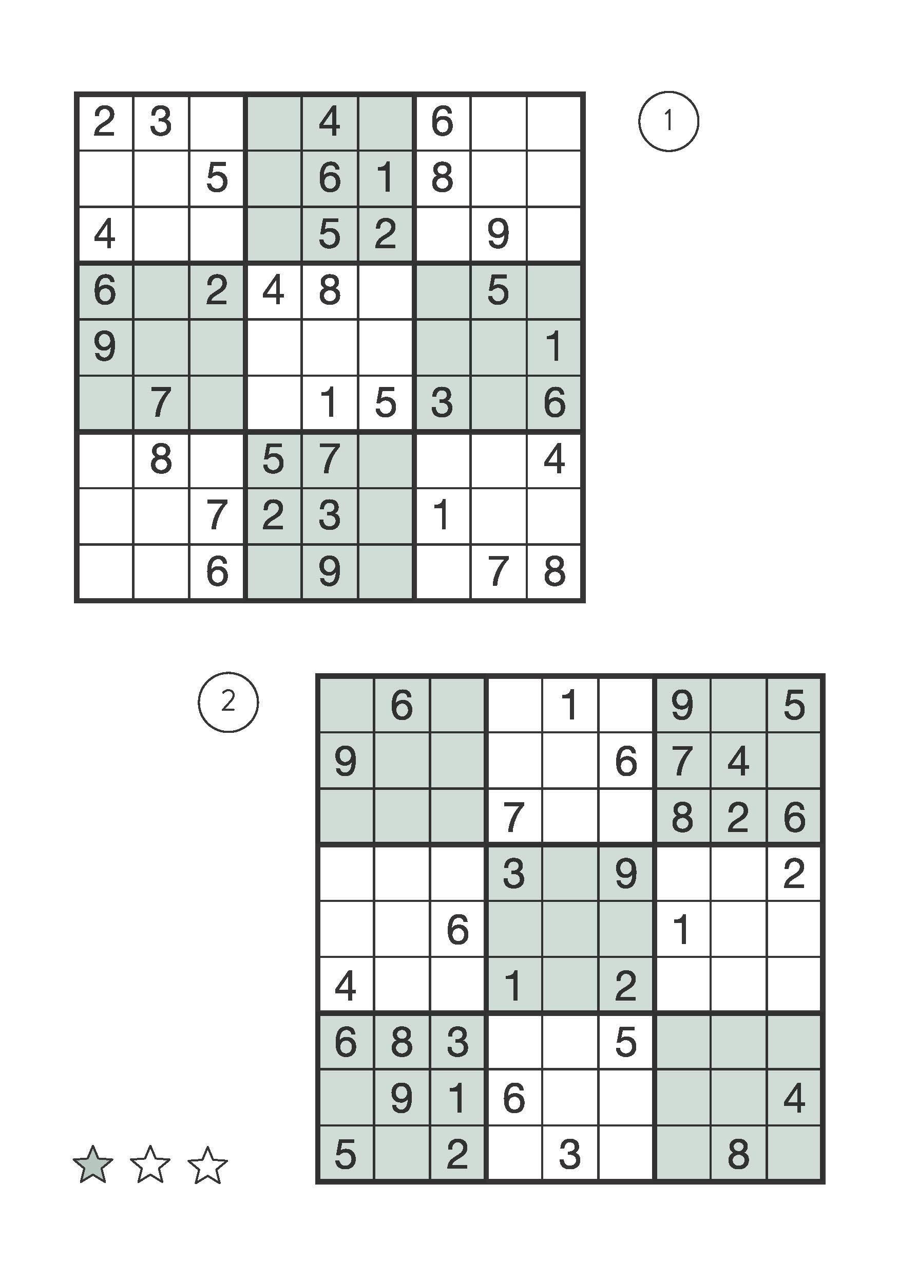 Beispielinhalt (Bild) Sudoku-Block: Rätselspaß im Quadrat. 192 Sudokus in 3 Schwierigkeitsstufen