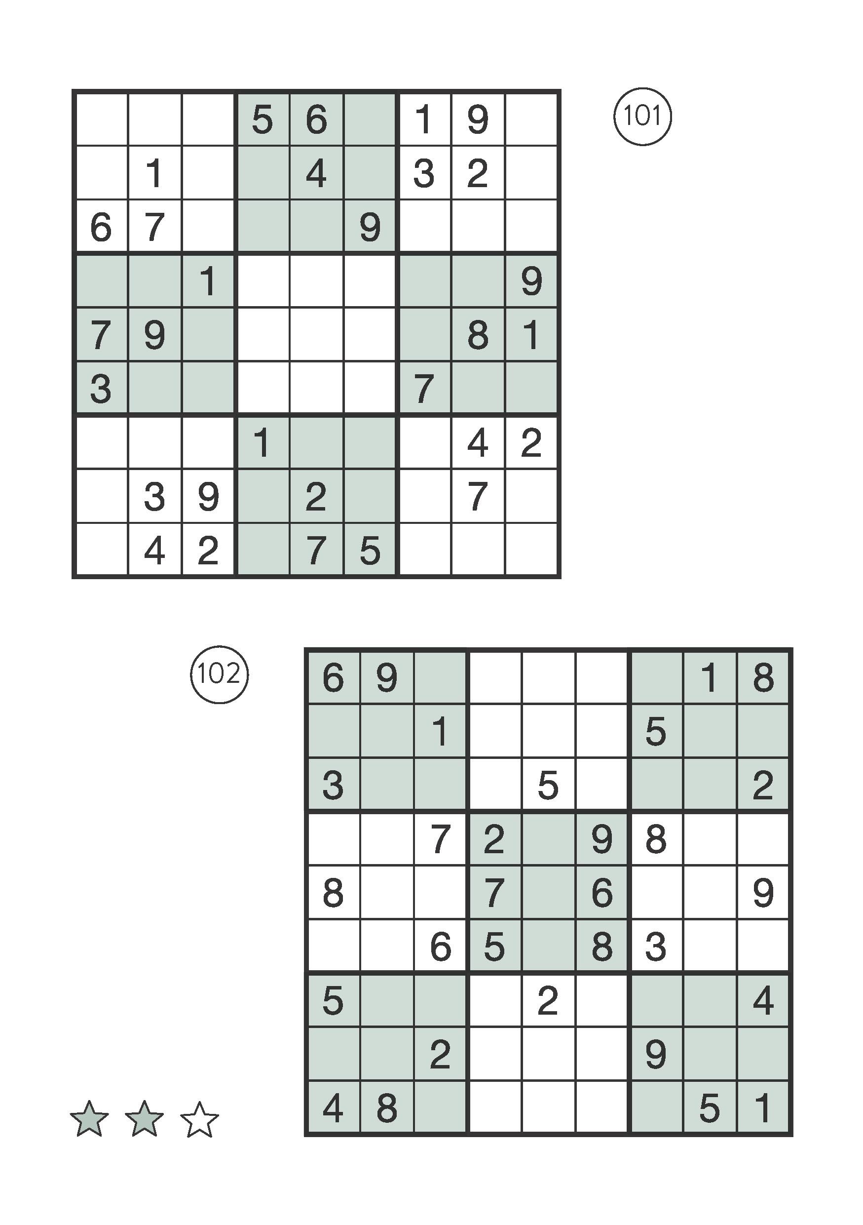 Beispielinhalt (Bild) Sudoku-Block: Rätselspaß im Quadrat. 192 Sudokus in 3 Schwierigkeitsstufen