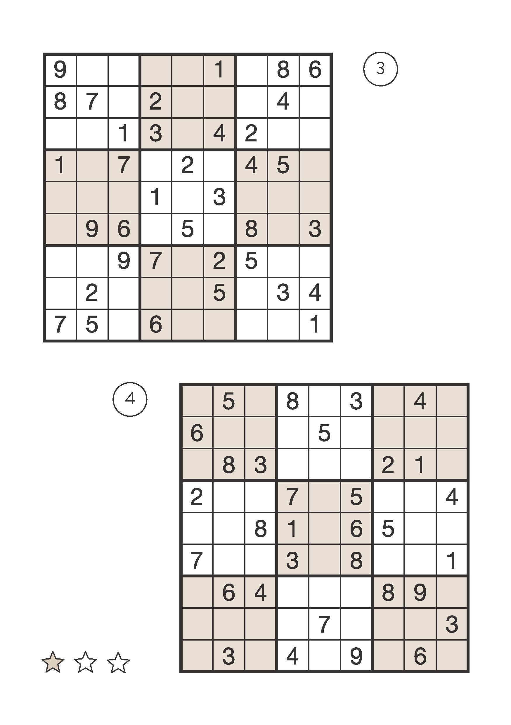 Beispielinhalt (Bild) Sudoku-Block: Rätselspaß im Quadrat. 192 Sudokus in 3 Schwierigkeitsstufen