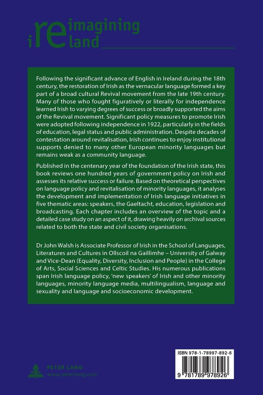 Rückseitencover One Hundred Years of Irish Language Policy, 1922-2022