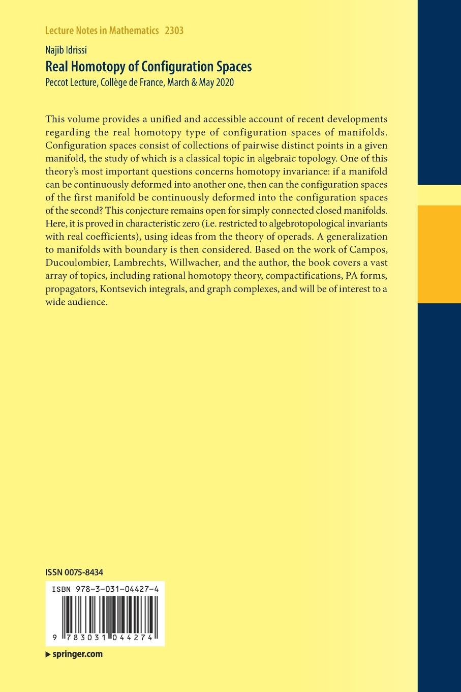 Rückseitencover Real Homotopy of Configuration Spaces