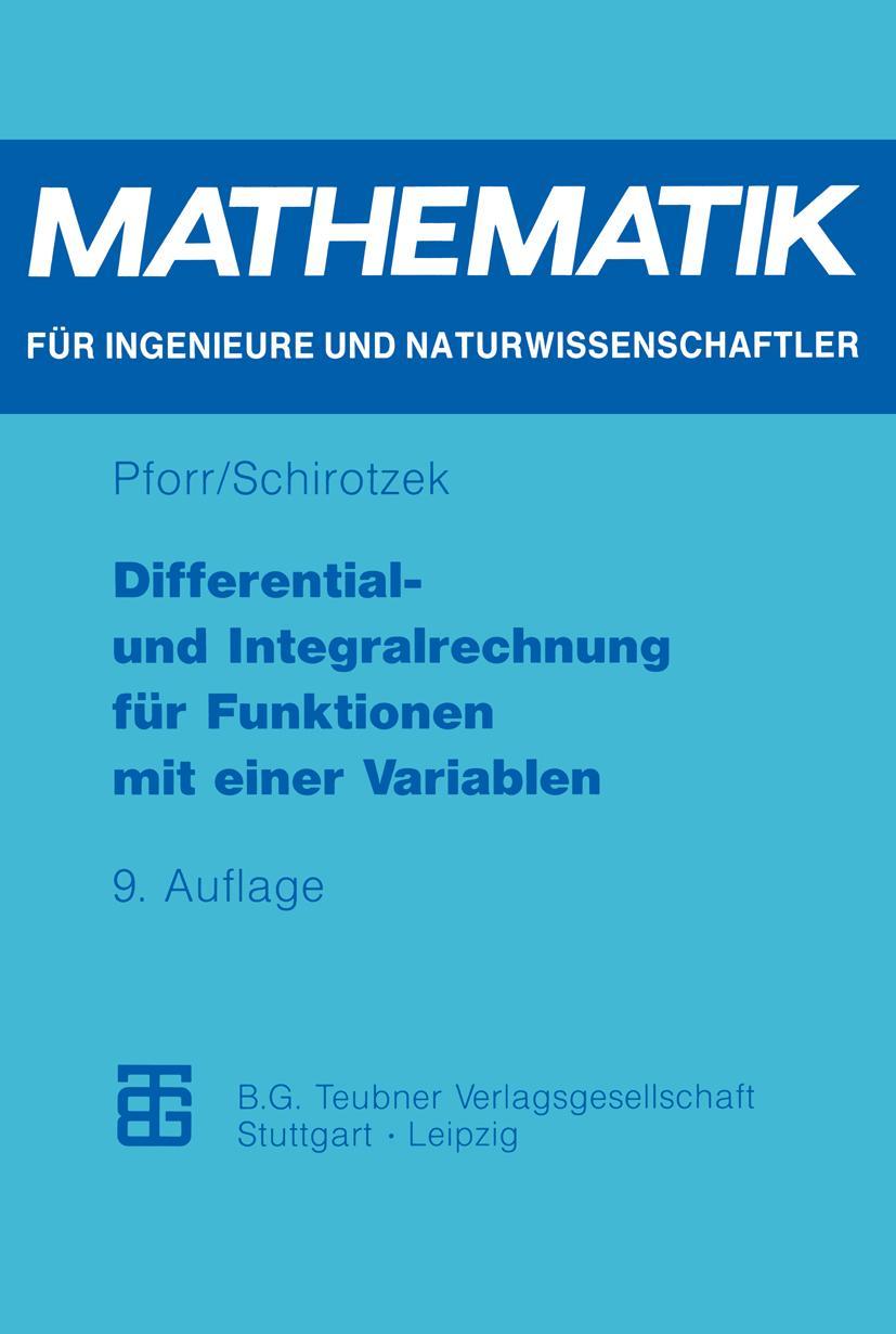 Vorderes Coverbild Differential- und Integralrechnung für Funktionen mit einer Variablen
