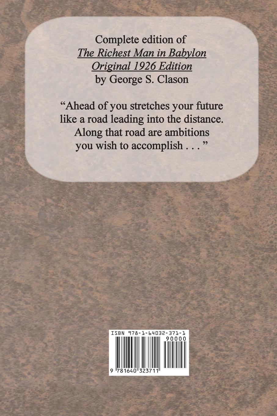 Rückseitencover The Richest Man in Babylon Original 1926 Edition