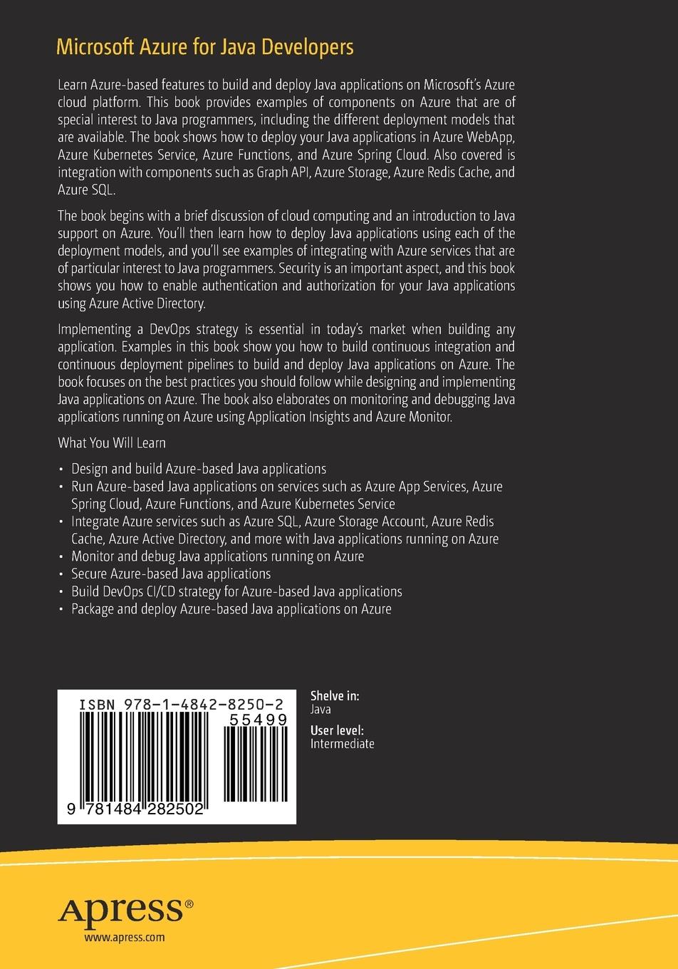 Rückseitencover Microsoft Azure for Java Developers