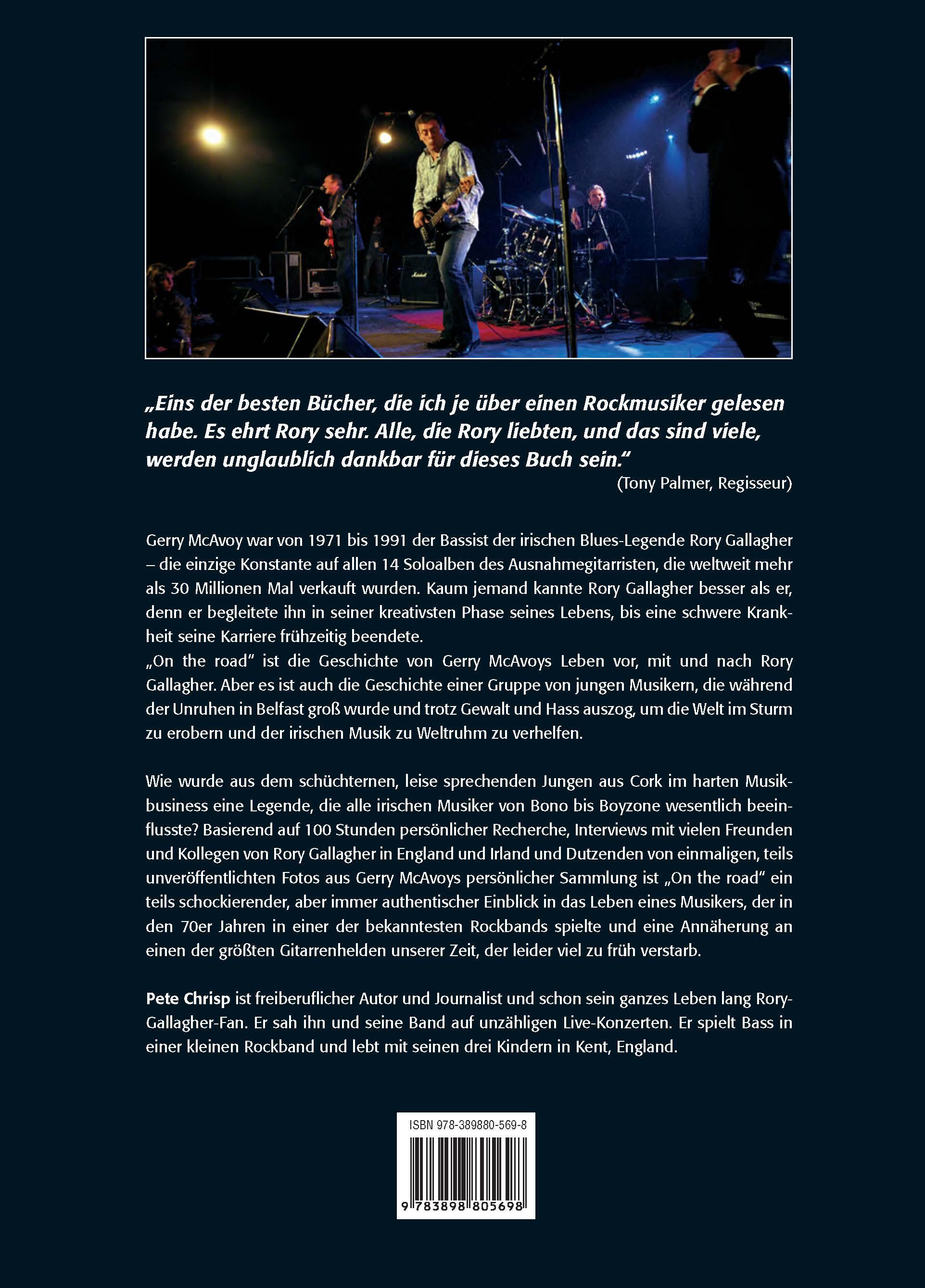 Rückseitencover On the Road. Mein Leben mit Rory Gallagher und Nine Below Zero