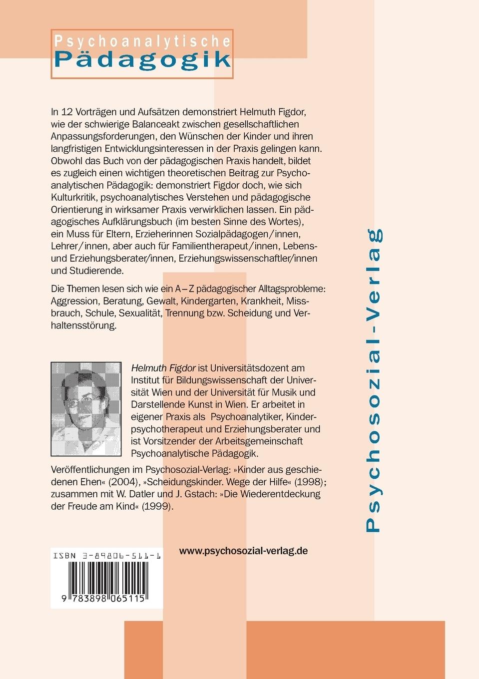 Rückseitencover Praxis der psychoanalytischen Pädagogik I