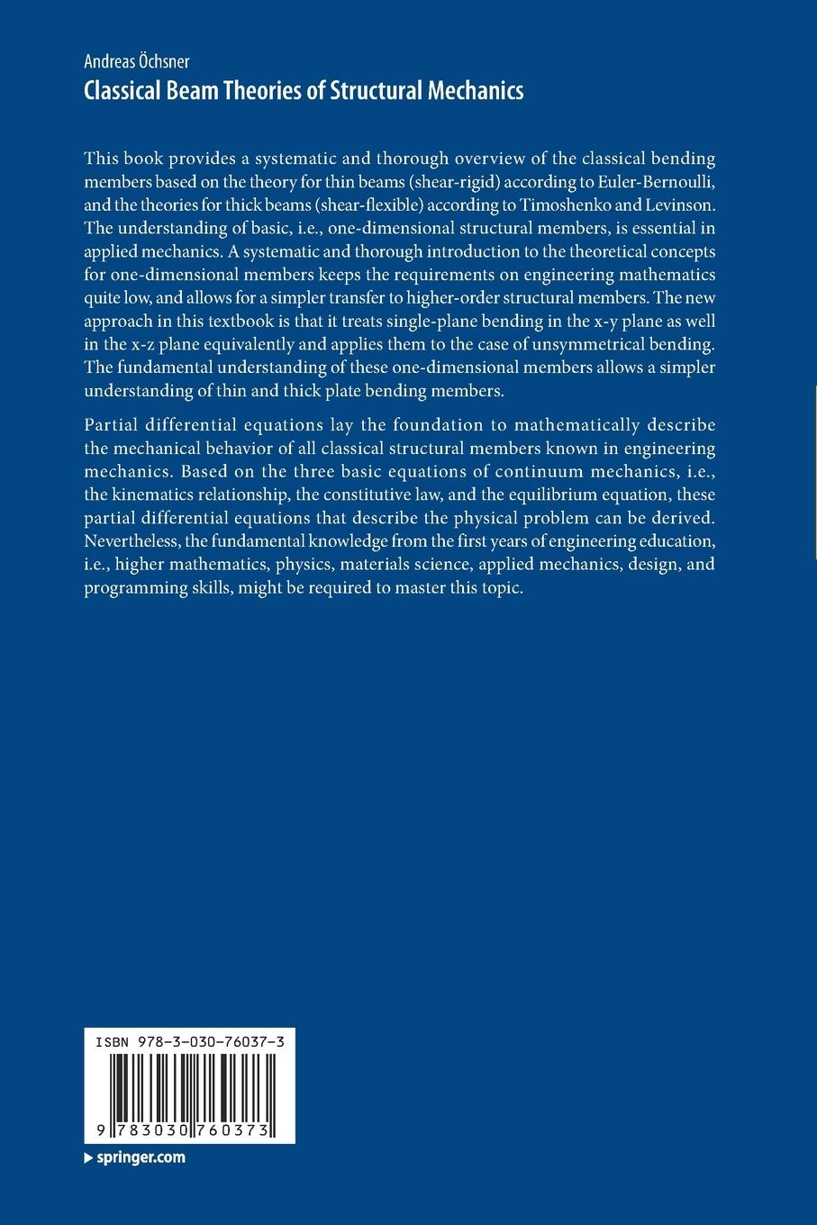 Rückseitencover Classical Beam Theories of Structural Mechanics