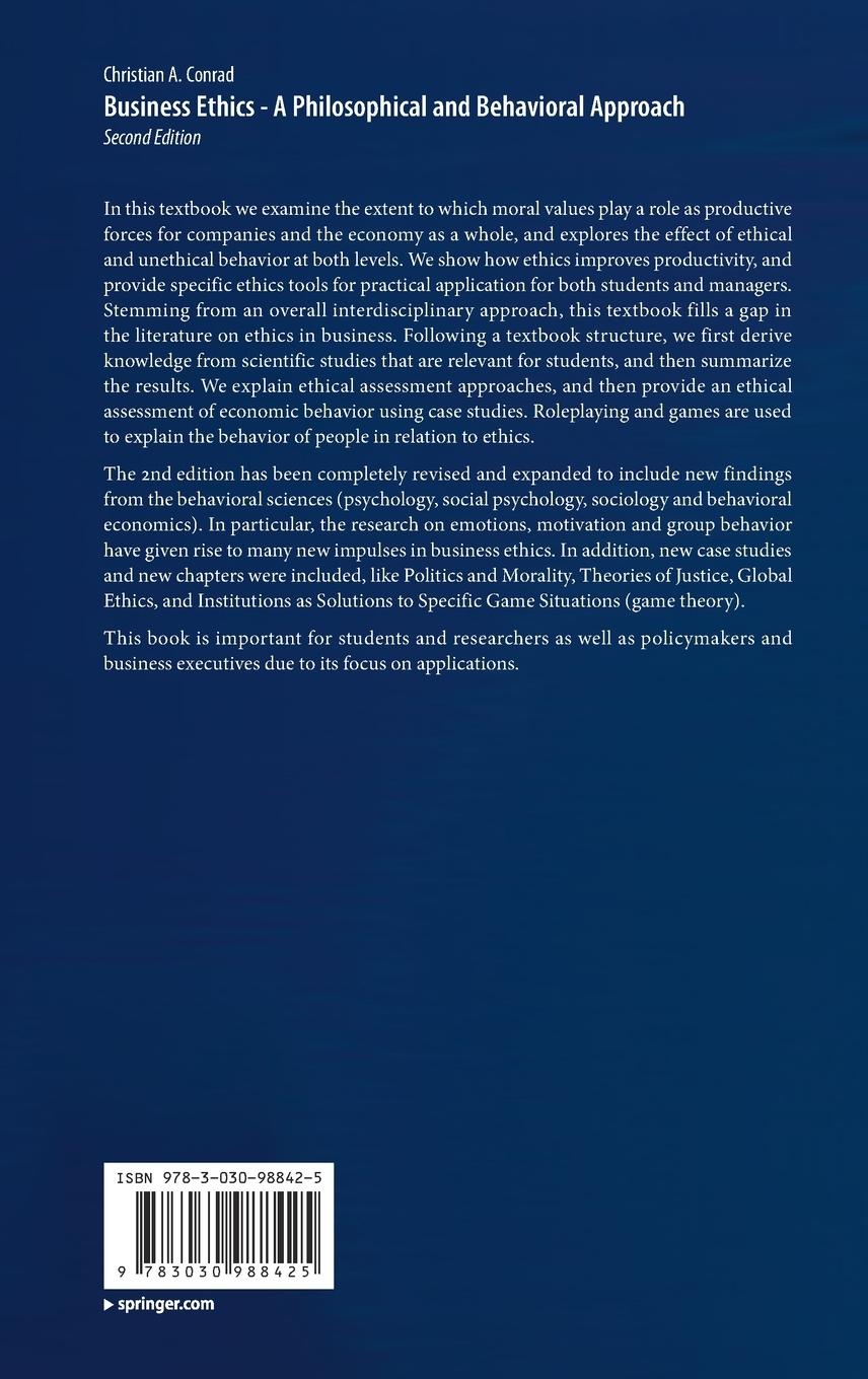 Rückseitencover Business Ethics - A Philosophical and Behavioral Approach