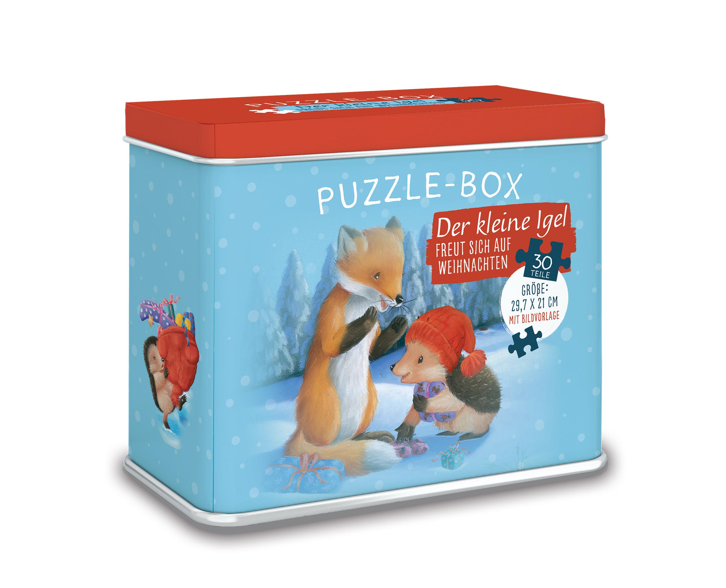 Vorderes Coverbild Puzzle-Box - Der kleine Igel freut sich auf Weihnachten