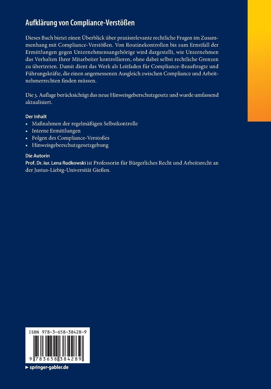 Rückseitencover Aufklärung von Compliance-Verstößen