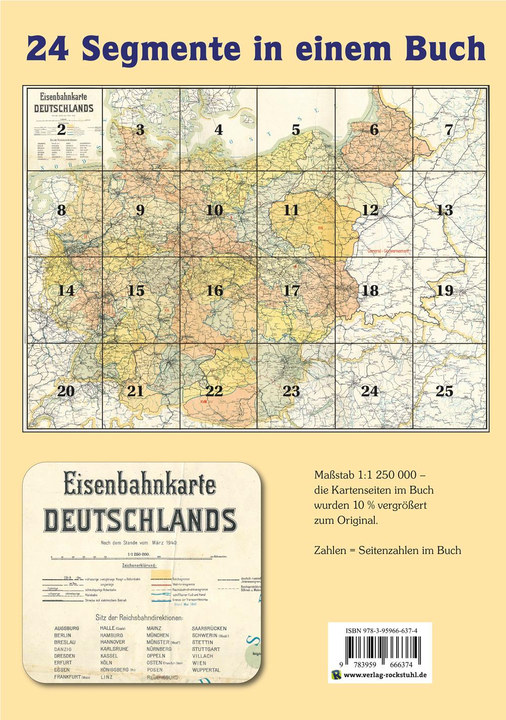 Rückseitencover ATLAS DR März 1940 - Eisenbahnkarte Deutschland
