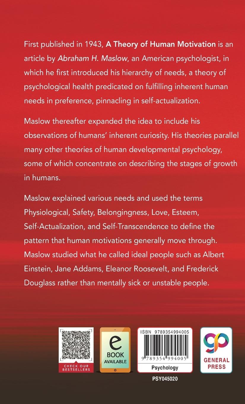 Rückseitencover A Theory of Human Motivation (Hardcover Library Edition)