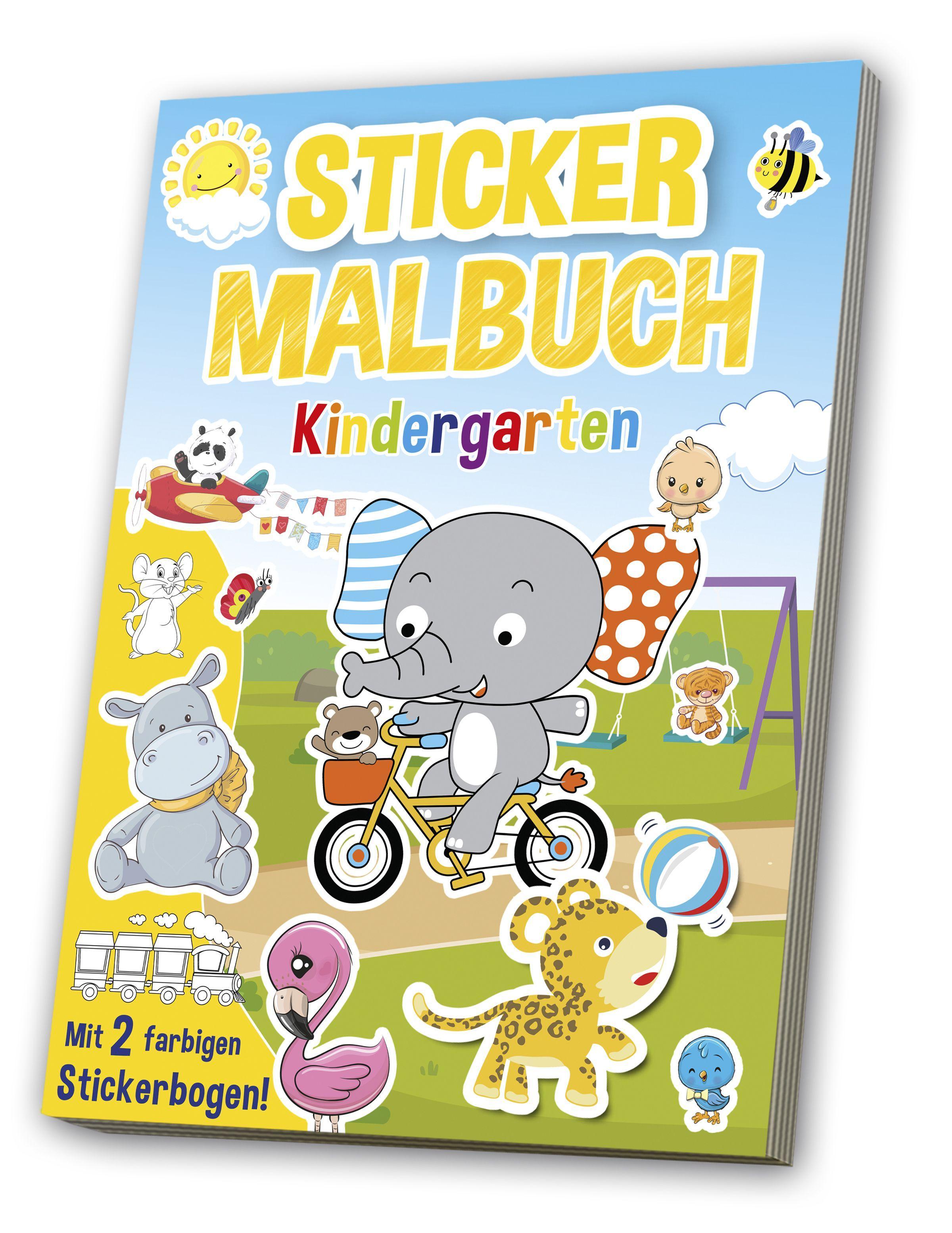 Vorderes Coverbild Mal- & Stickerbuch: Kindergarten