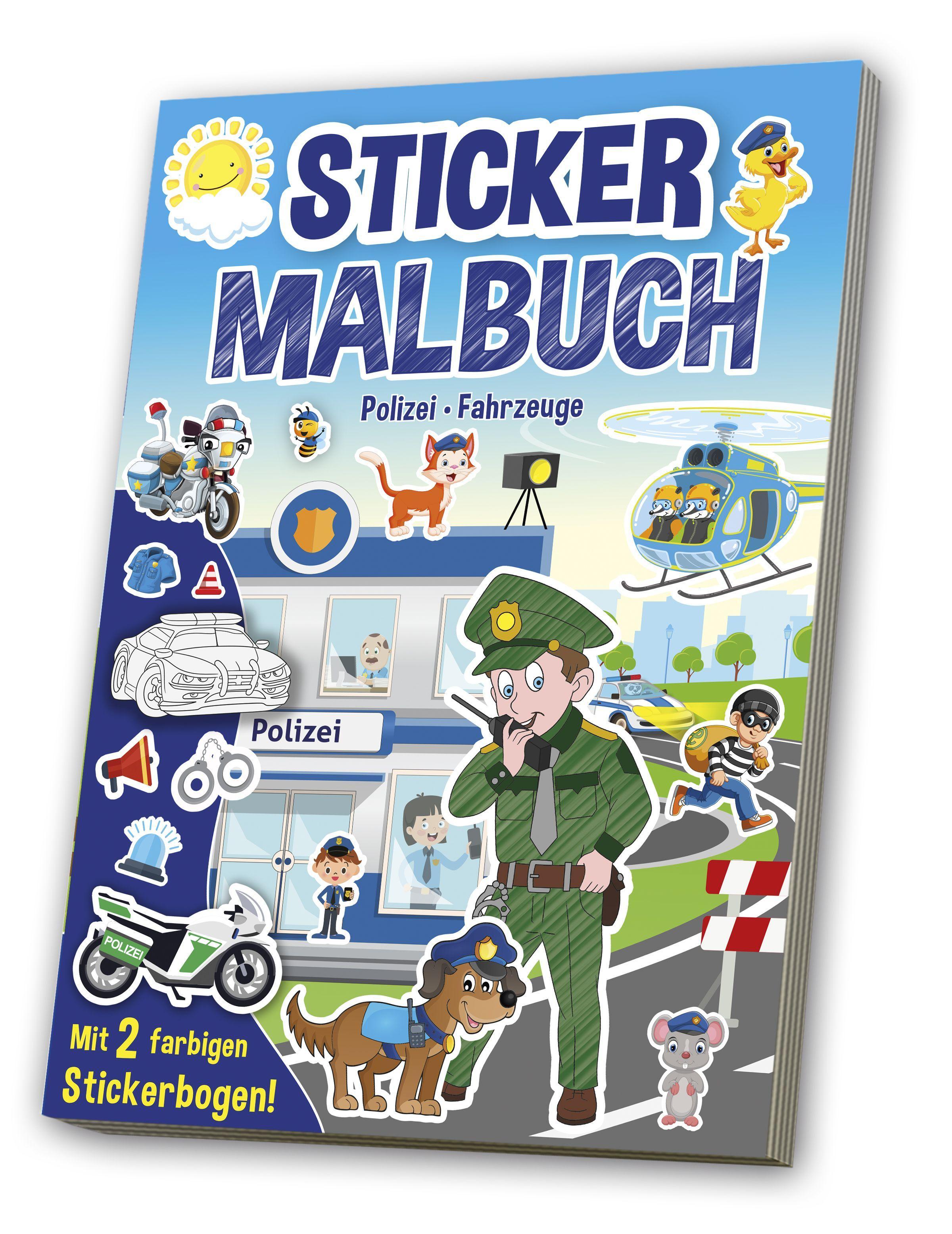 Vorderes Coverbild Mal- & Stickerbuch: Polizei