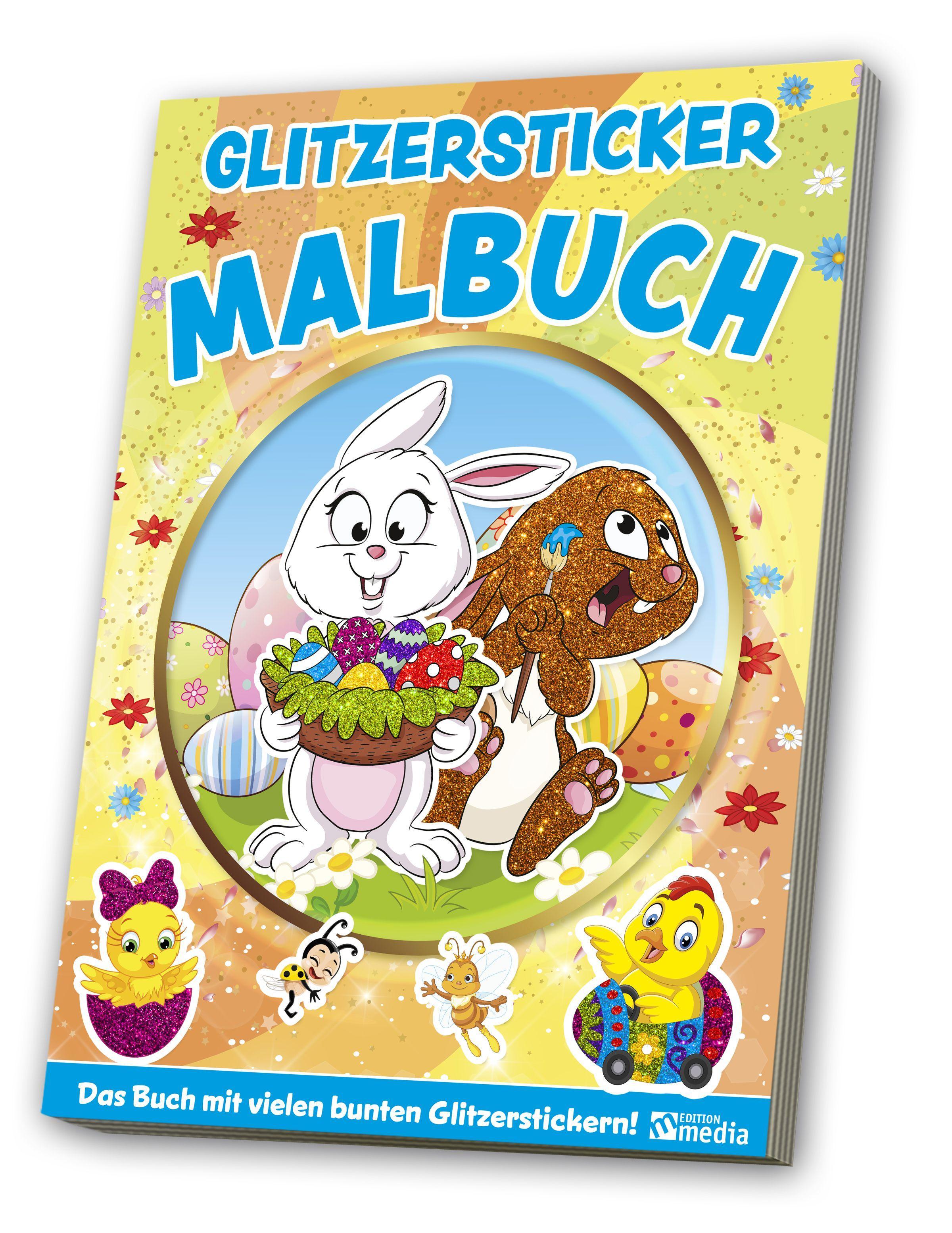 Vorderes Coverbild Glitzersticker XXL-Malbuch Kindergarten Frühling Ostern
