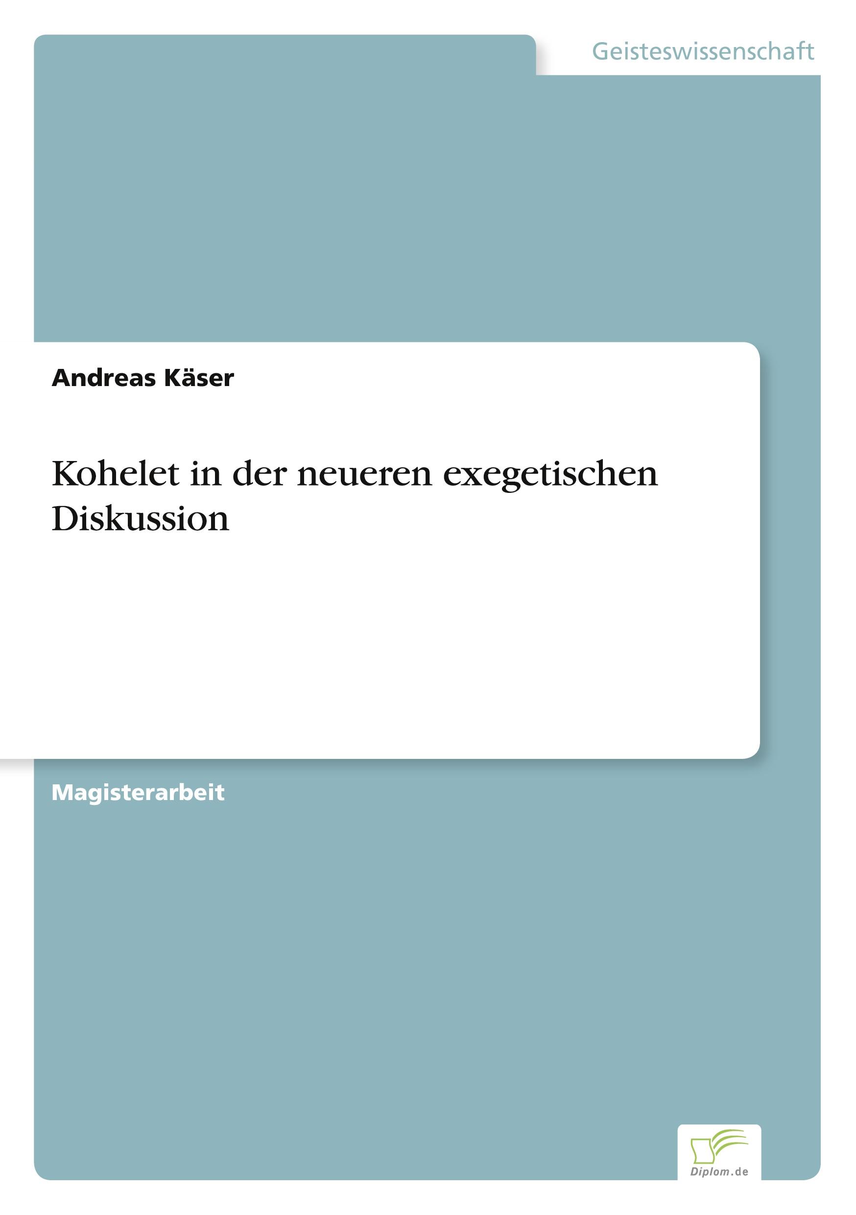 Vorderes Coverbild Kohelet in der neueren exegetischen Diskussion