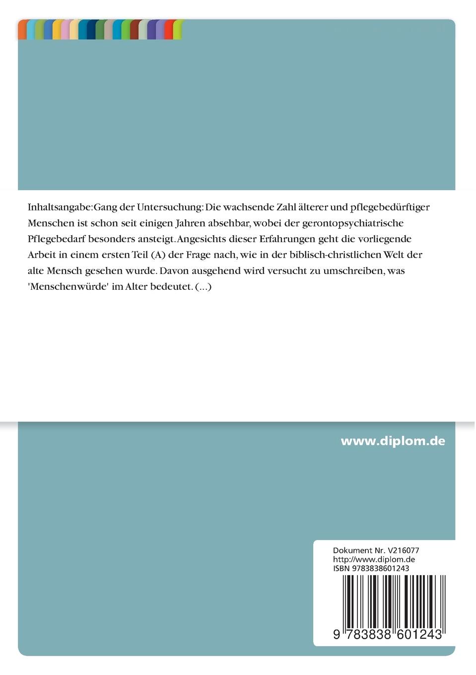 Rückseitencover Menschenwürde und Kompetenz im Alter