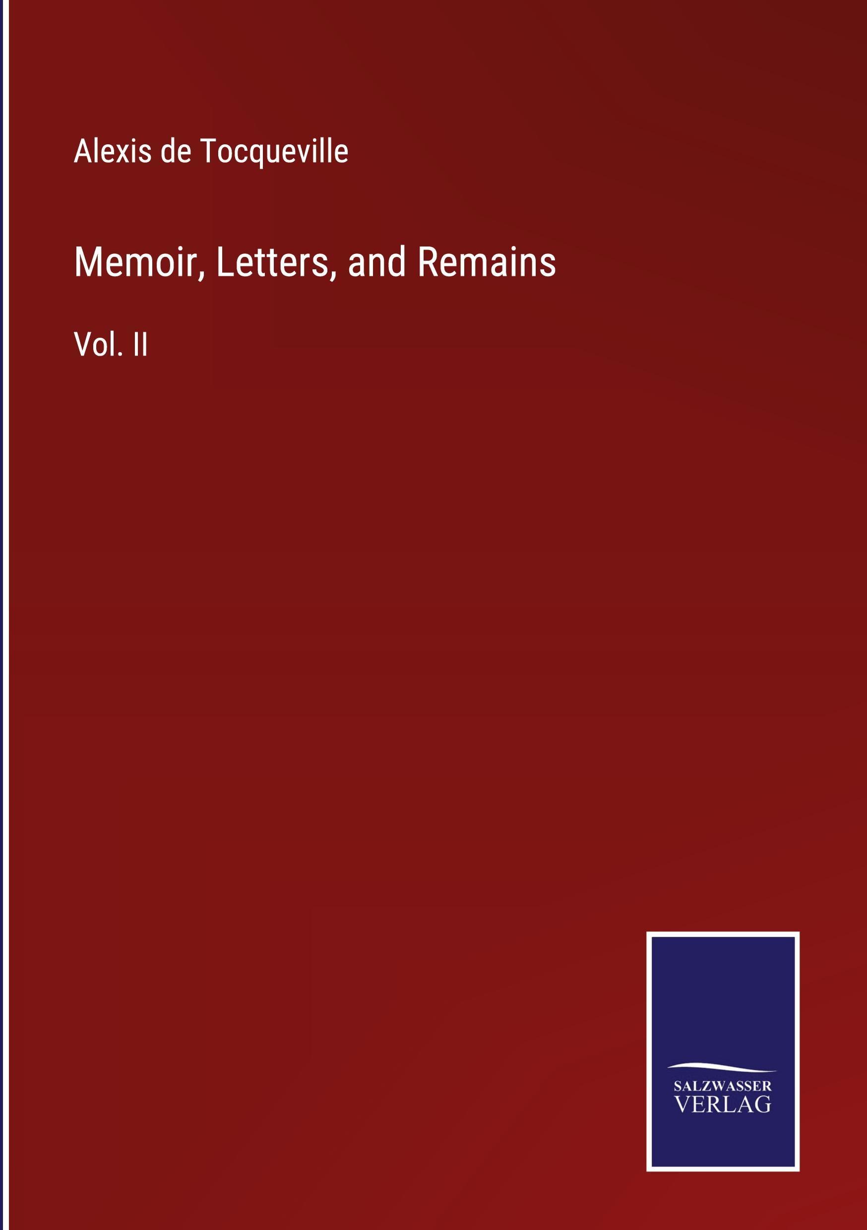 Vorderes Coverbild Memoir, Letters, and Remains