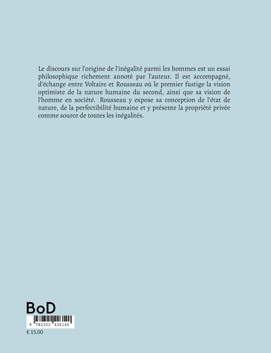 Rückseitencover Discours sur l'origine et les fondements de l'inégalité parmi les hommes
