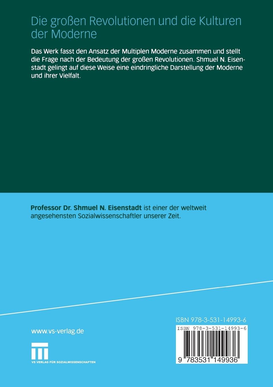 Rückseitencover Die großen Revolutionen und die Kulturen der Moderne