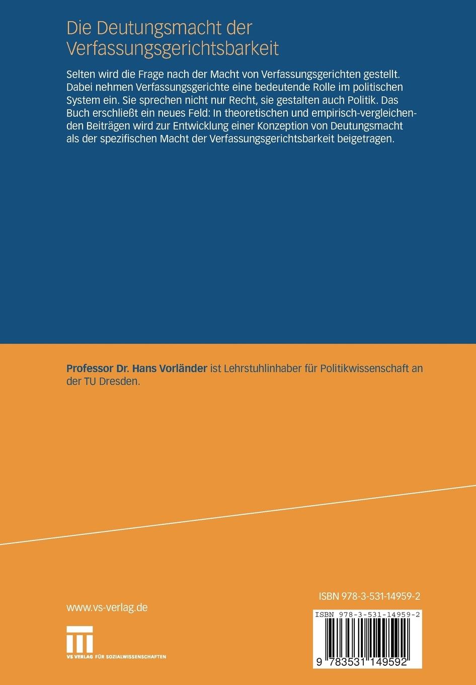Rückseitencover Die Deutungsmacht der Verfassungsgerichtsbarkeit