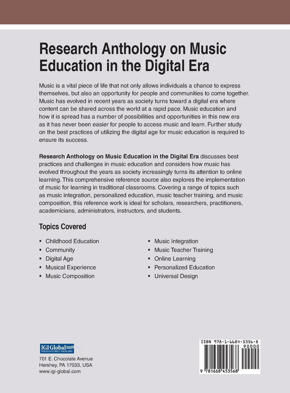 Rückseitencover Research Anthology on Music Education in the Digital Era