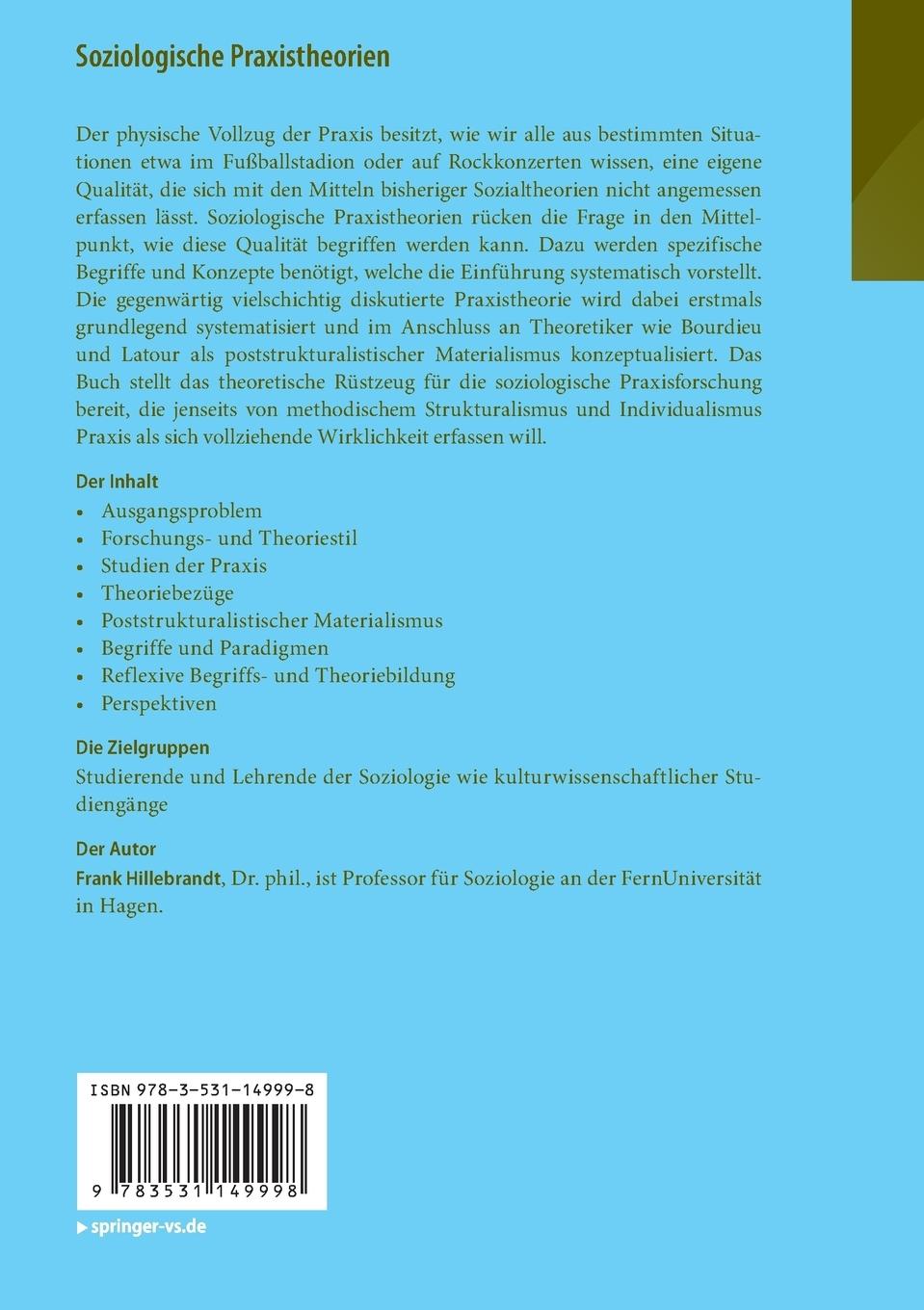 Rückseitencover Soziologische Praxistheorien